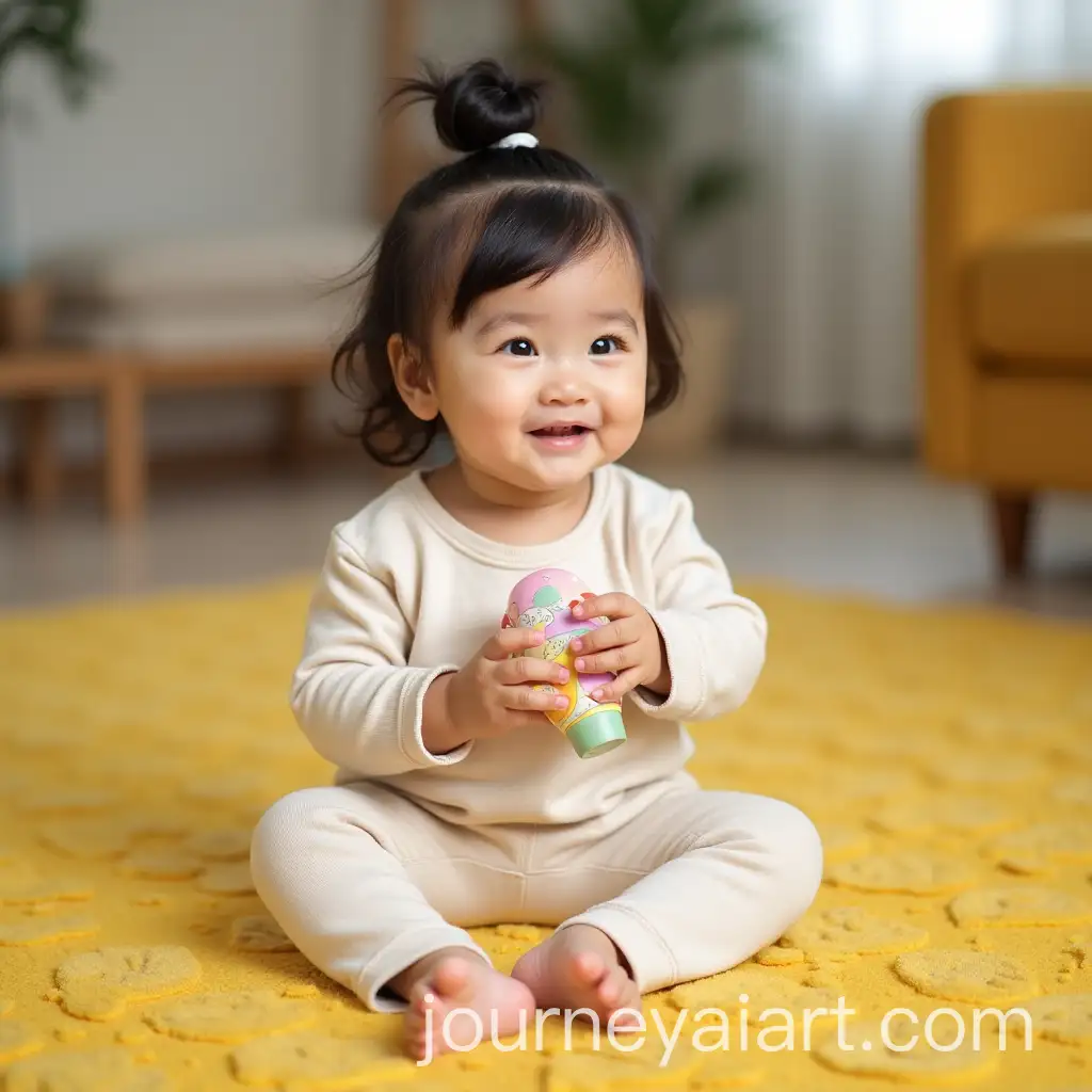 3YearOld-Asian-Girl-Playing-with-Toy-on-Yellow-Carpet-in-Bright-Natural-Lighting