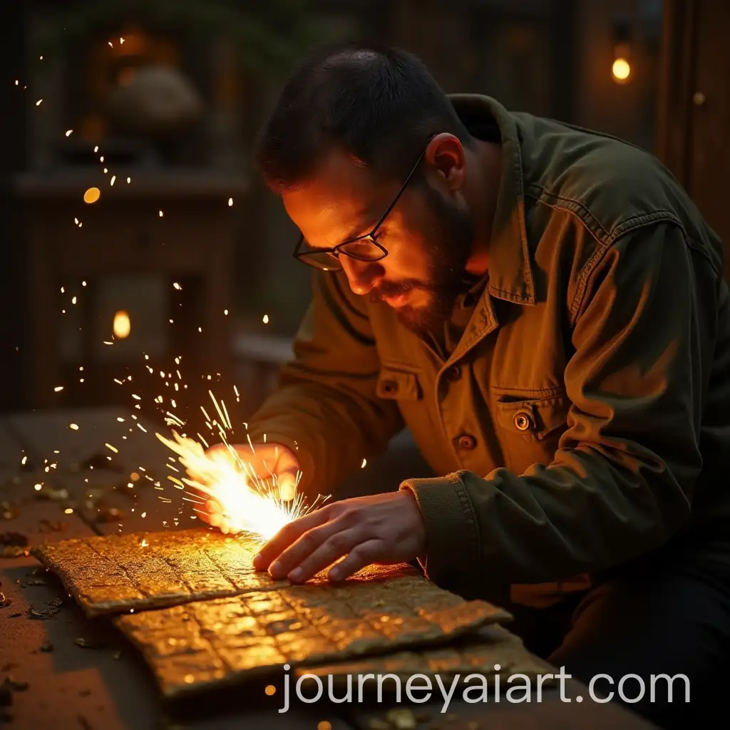 Man-Shaped-from-Gold-in-Abstract-Art