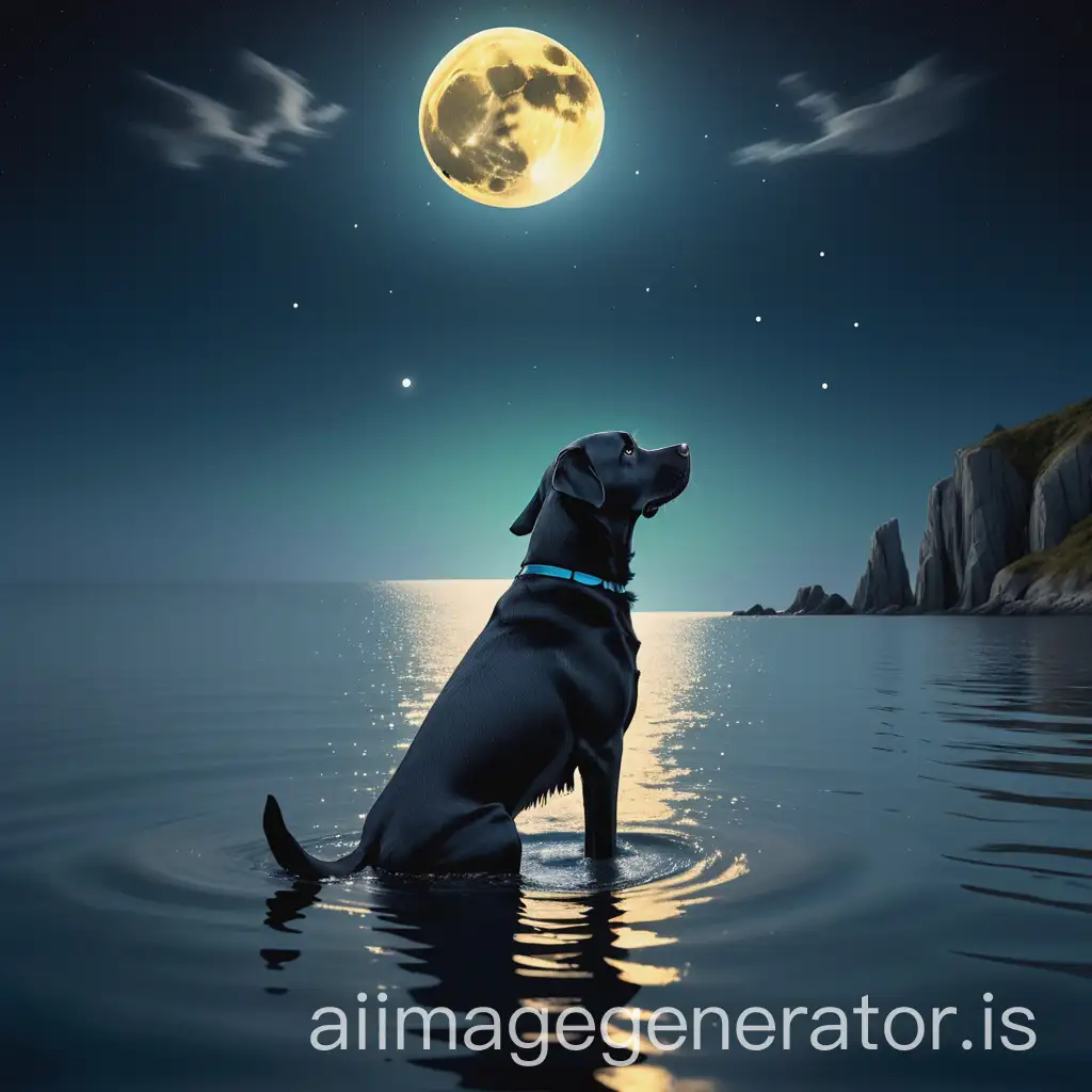 Surreal-Moonlit-Labrador-Playing-with-Stars-on-Water