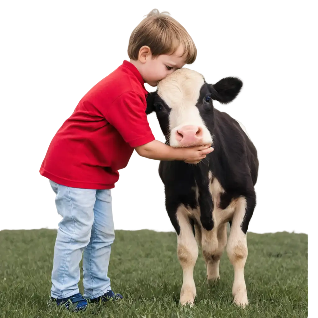 Boy-with-His-Little-Cow-in-a-Field-PNG-Image-for-HighQuality-Visuals