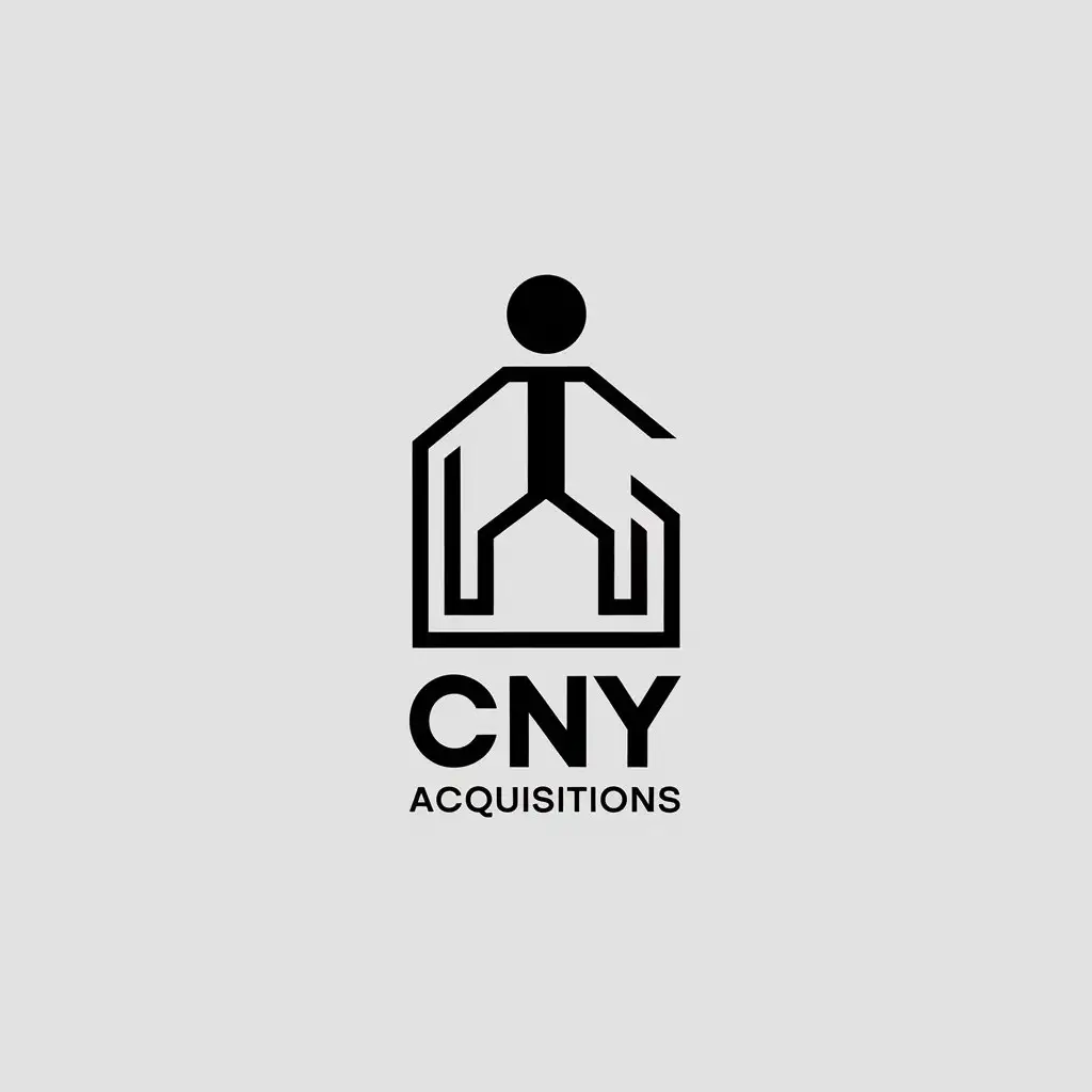 LOGO Design for CNY Acquisitions Minimalistic Stick Man with Clear Background for Real Estate Industry