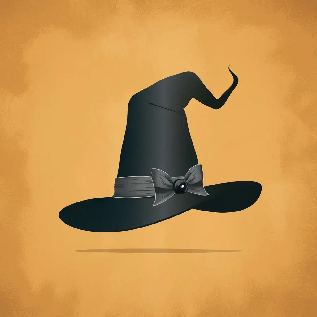 Simple Black Witchs Hat on Beige Background