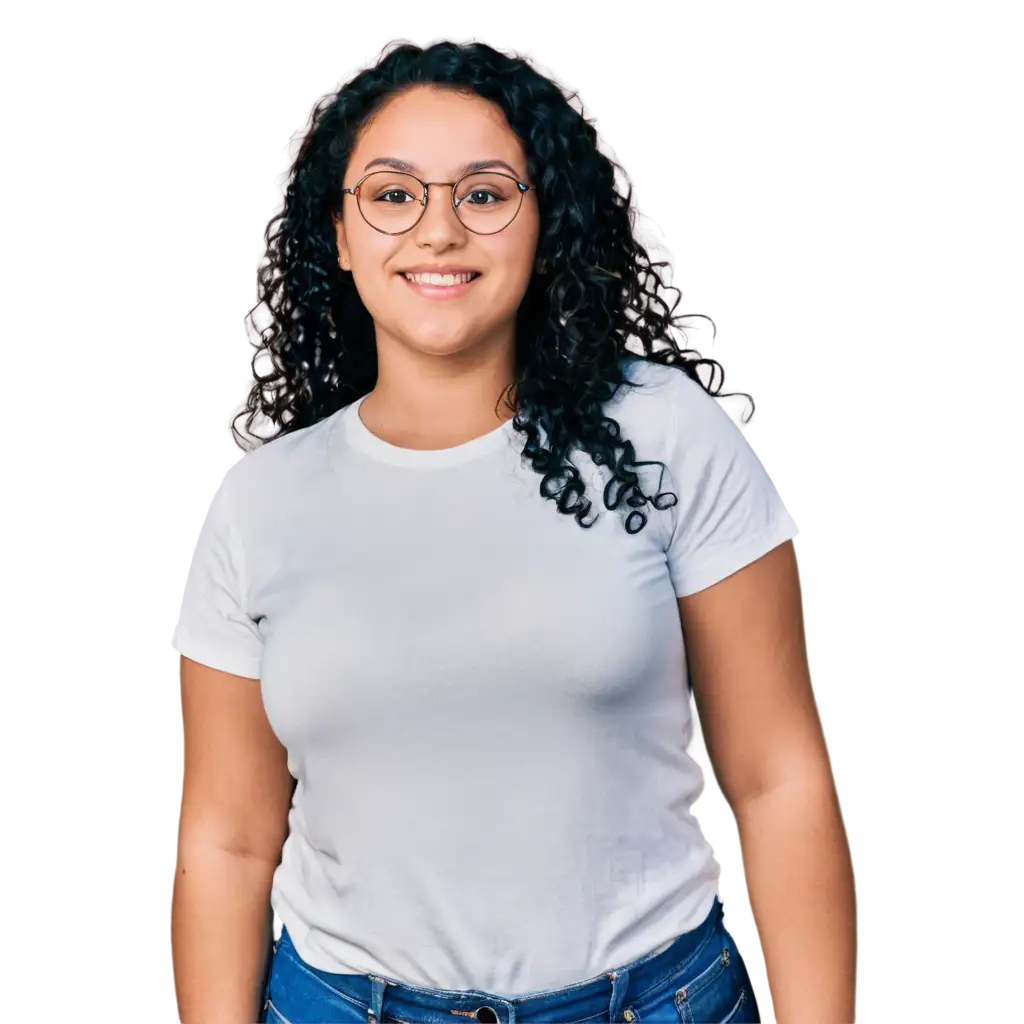 Realistic-PNG-Image-of-a-17YearOld-Black-Girl-with-Curly-Hair-Glasses-and-Braces