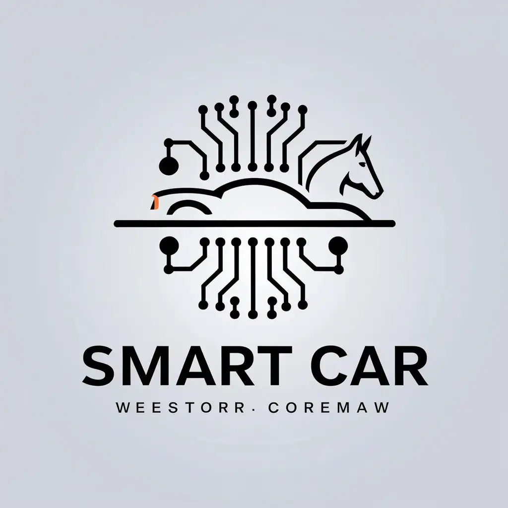 LOGO-Design-For-Smart-Car-Modern-Vector-Logo-with-Electronic-Circuit-and-Horse-Symbol