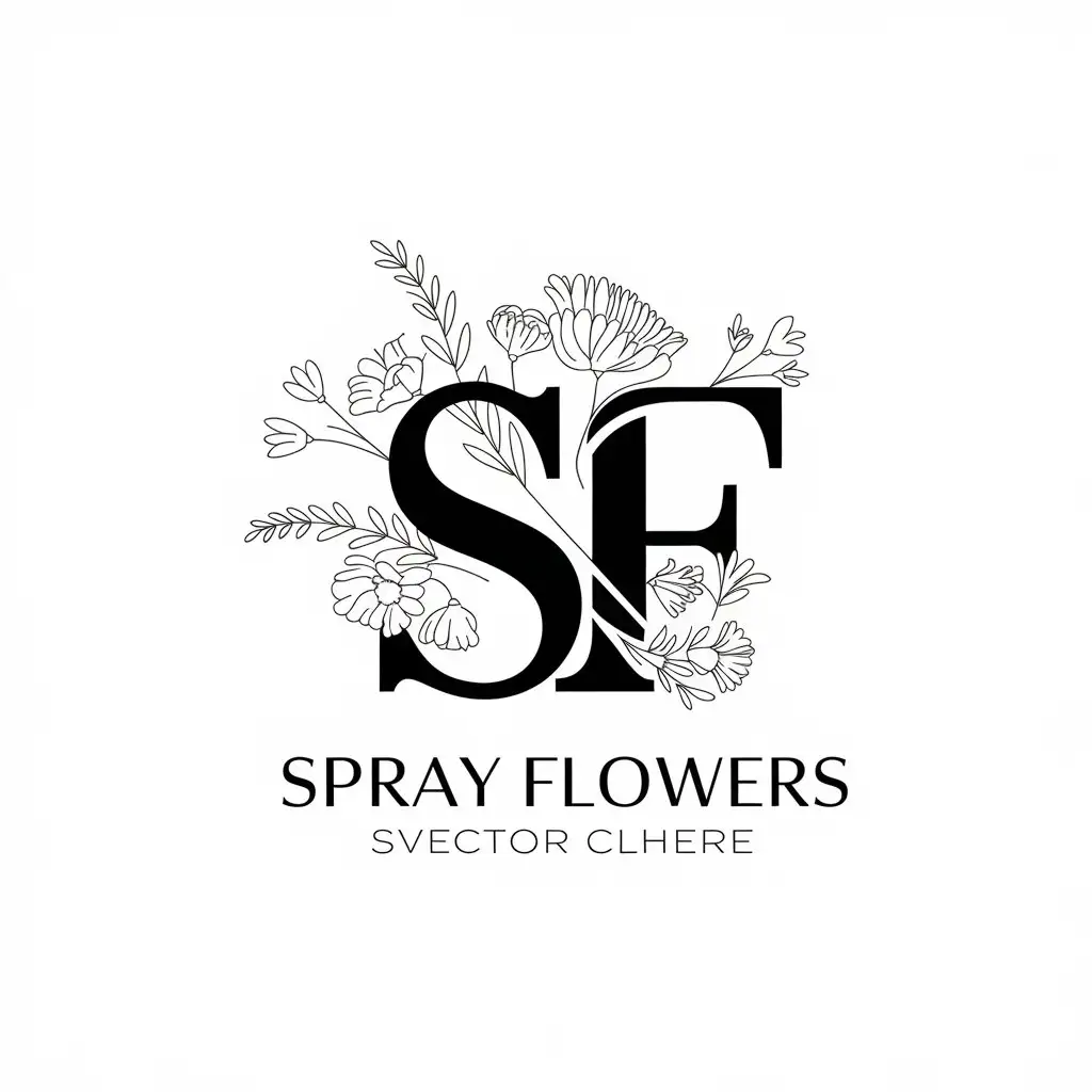 LOGO Design for Spray Flowers Elegant S and F Separated by Line with City Decorations for Beauty Spa Industry