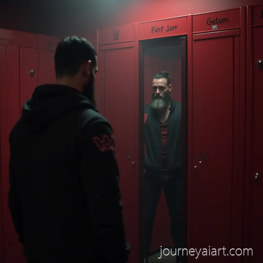 Finn-Blor-inAI-Image-Prompt-Expansion-2025-Reflecting-on-His-2016-Self-in-a-Wrestling-Locker-Room