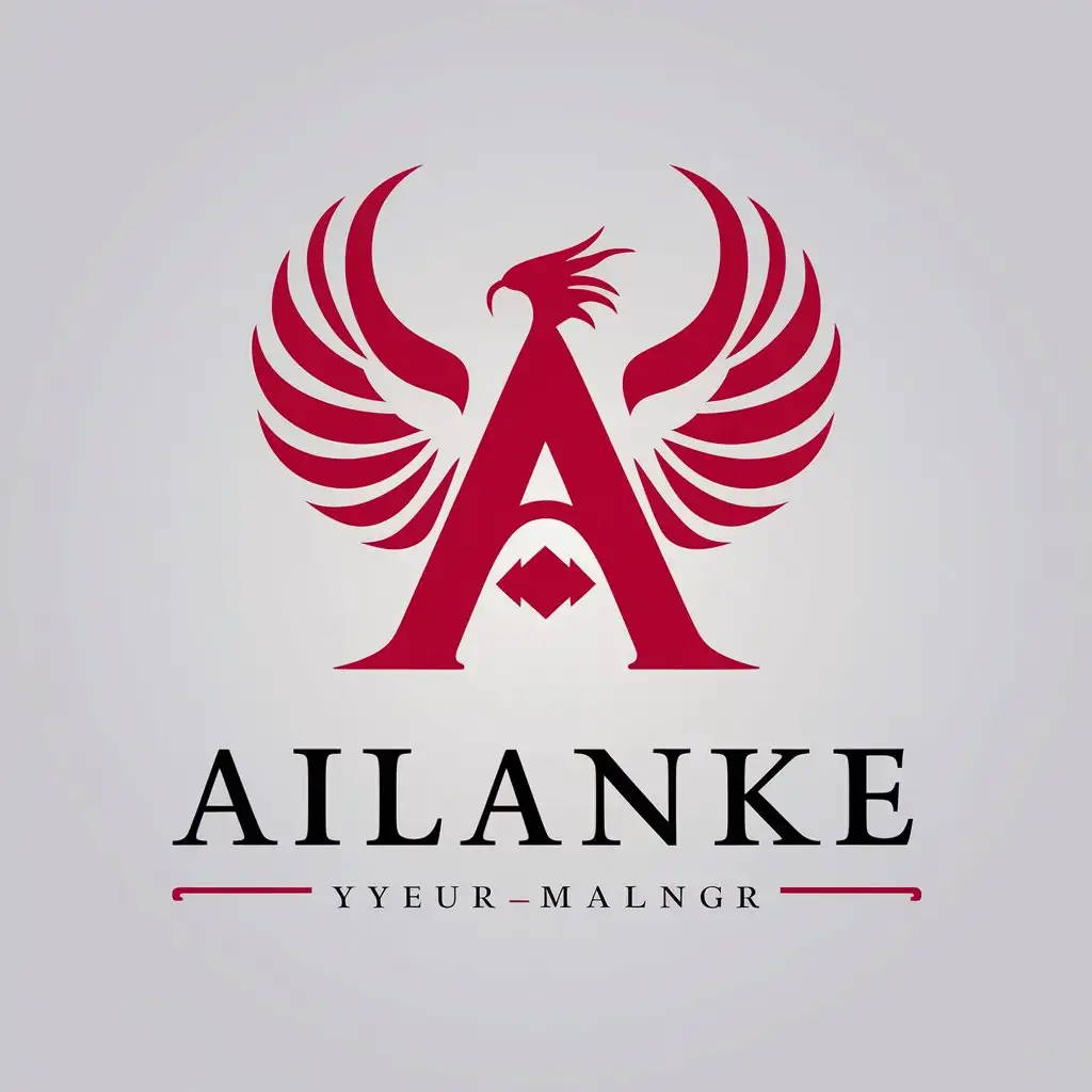 a vector logo design,with the text "Ailanke", main symbol:A，phoenix,complex,clear background