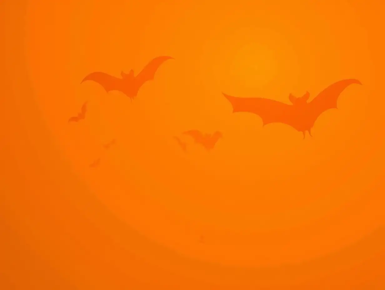 Eerie-Halloween-Bat-Silhouettes-on-Vibrant-Orange-Background