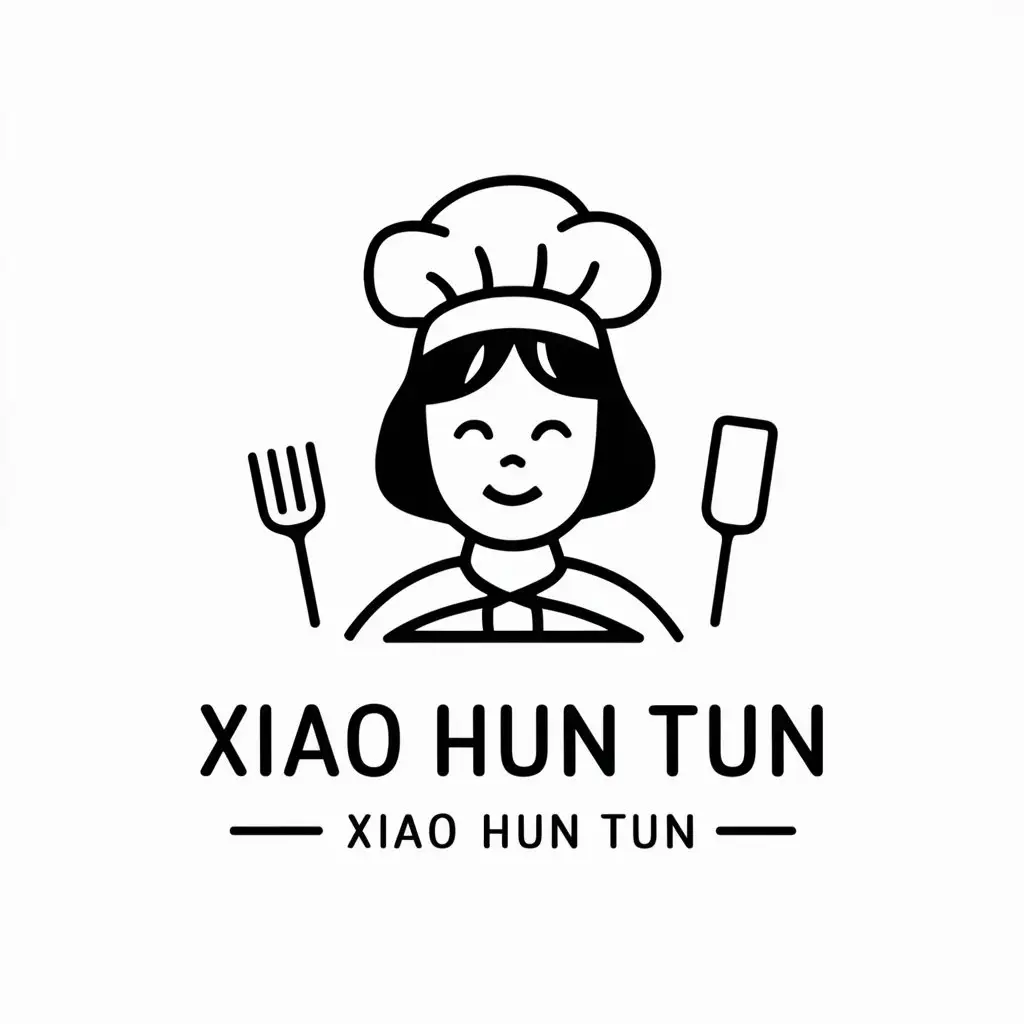 LOGO-Design-For-Xiao-Hun-Tun-Minimalistic-Chef-Aunt-Symbol-for-Restaurants