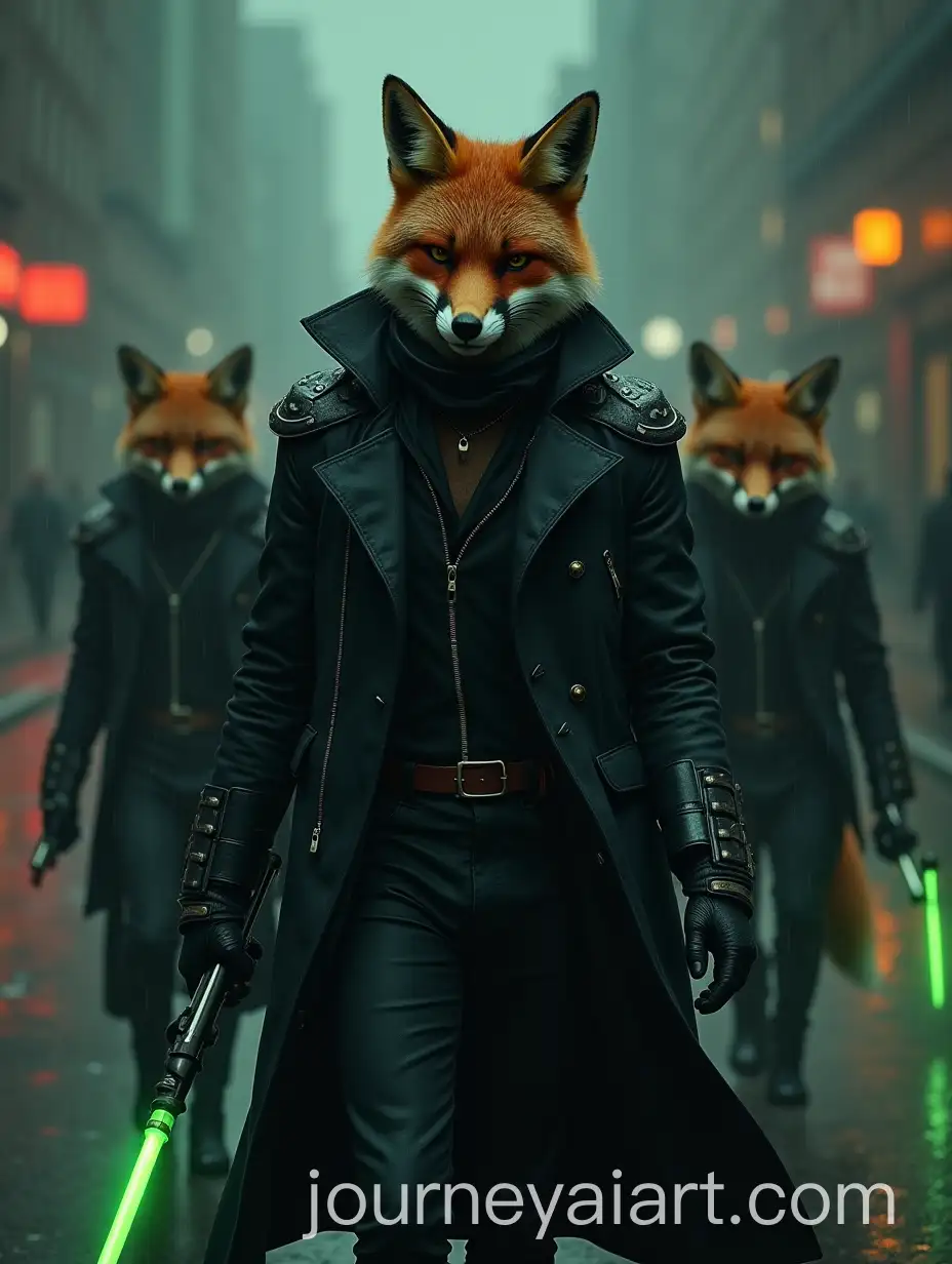 Sly-Foxes-in-Futuristic-Crime-Heist-on-Rainy-Street