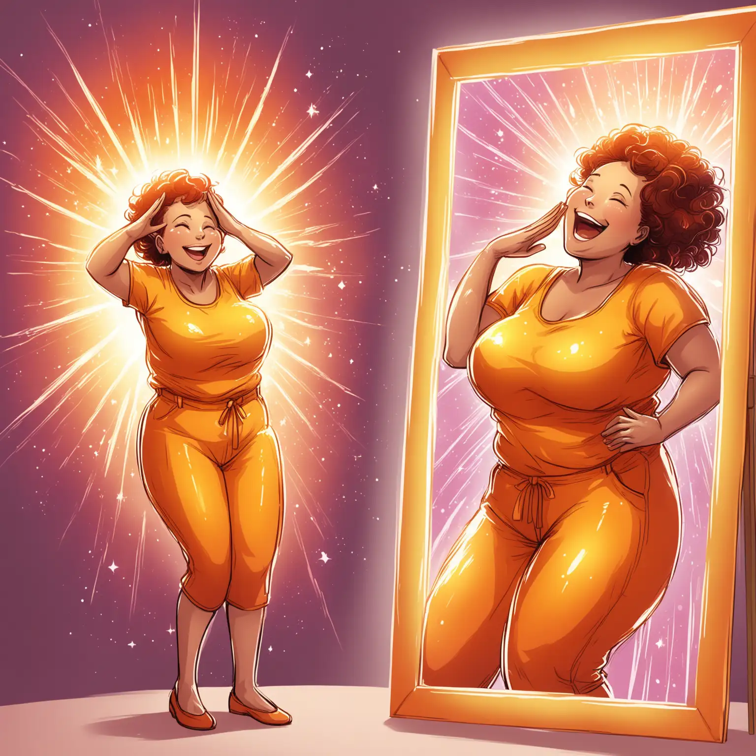 Joyful-Woman-Celebrating-Weight-Loss-Transformation-in-Comic-Style