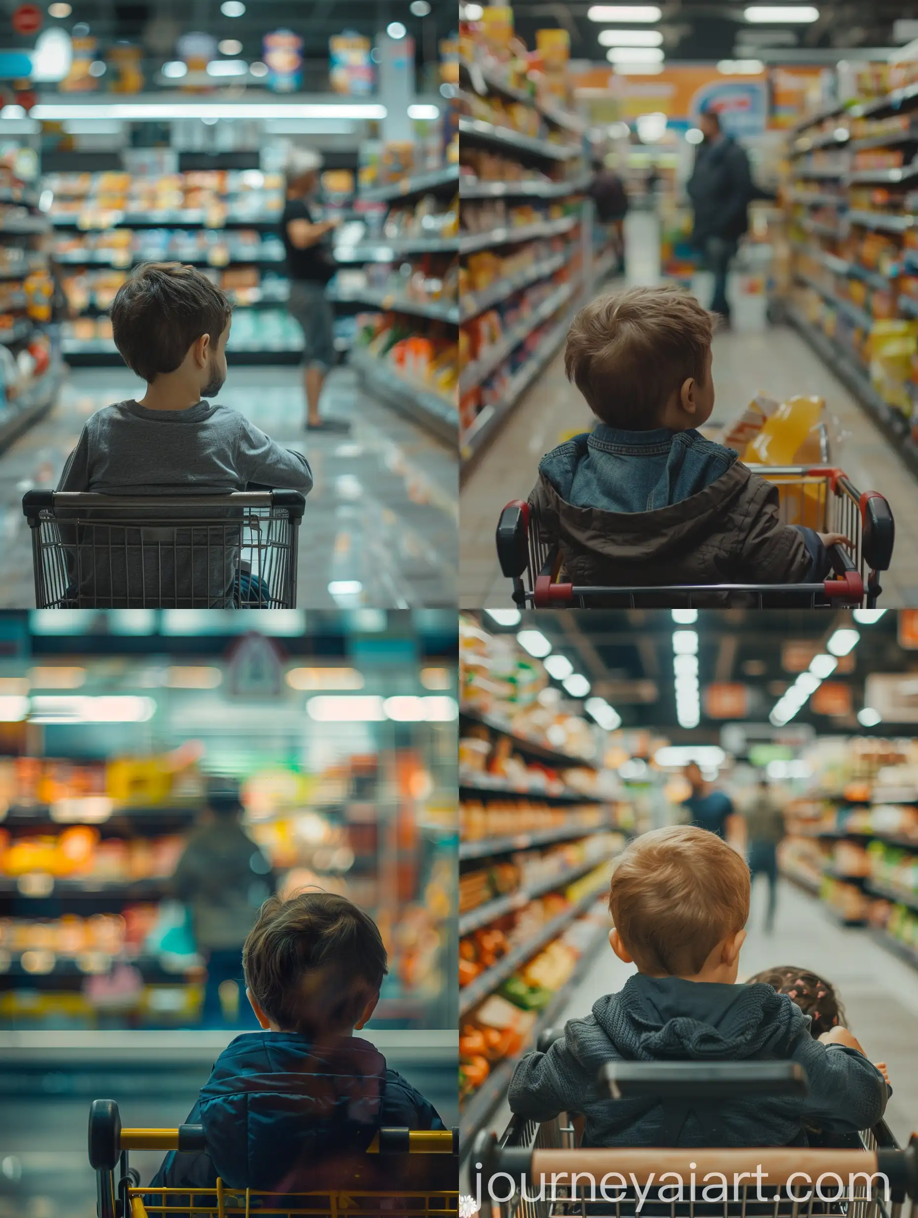 Father-and-Child-Shopping-in-Supermarket