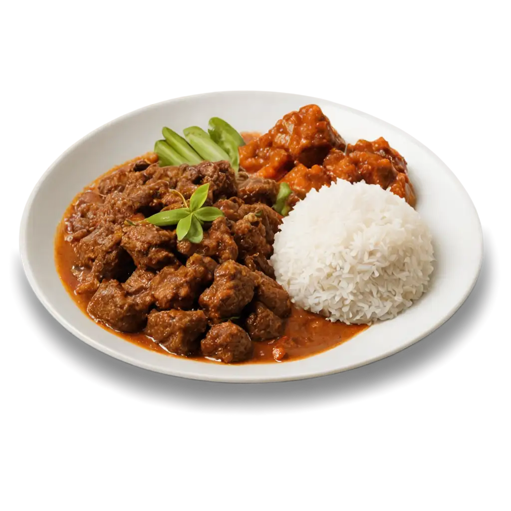 Authentic-Rendang-Padang-with-Rice-PNG-Image-Exquisite-Culinary-Artwork