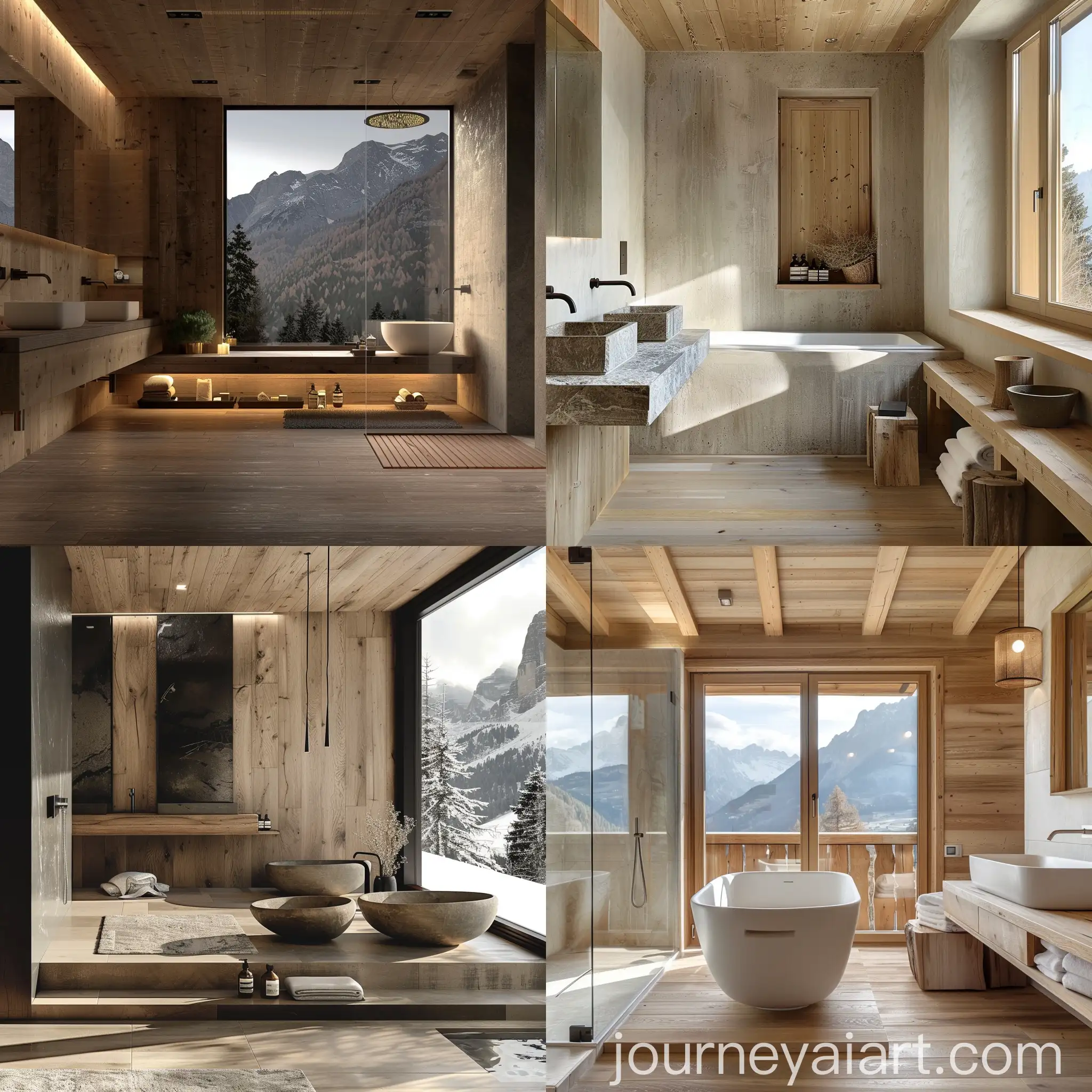 Contemporary-Master-Bathroom-Design-with-Wooden-Materials-in-Dolomites-Italy