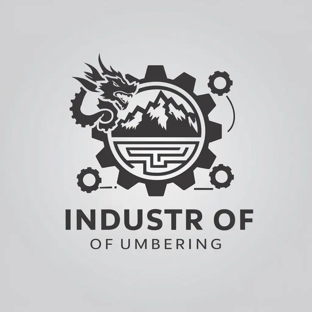 LOGO-Design-for-Industry-of-Lumbering-China-Dragon-with-Mountain-and-Gear-Elements