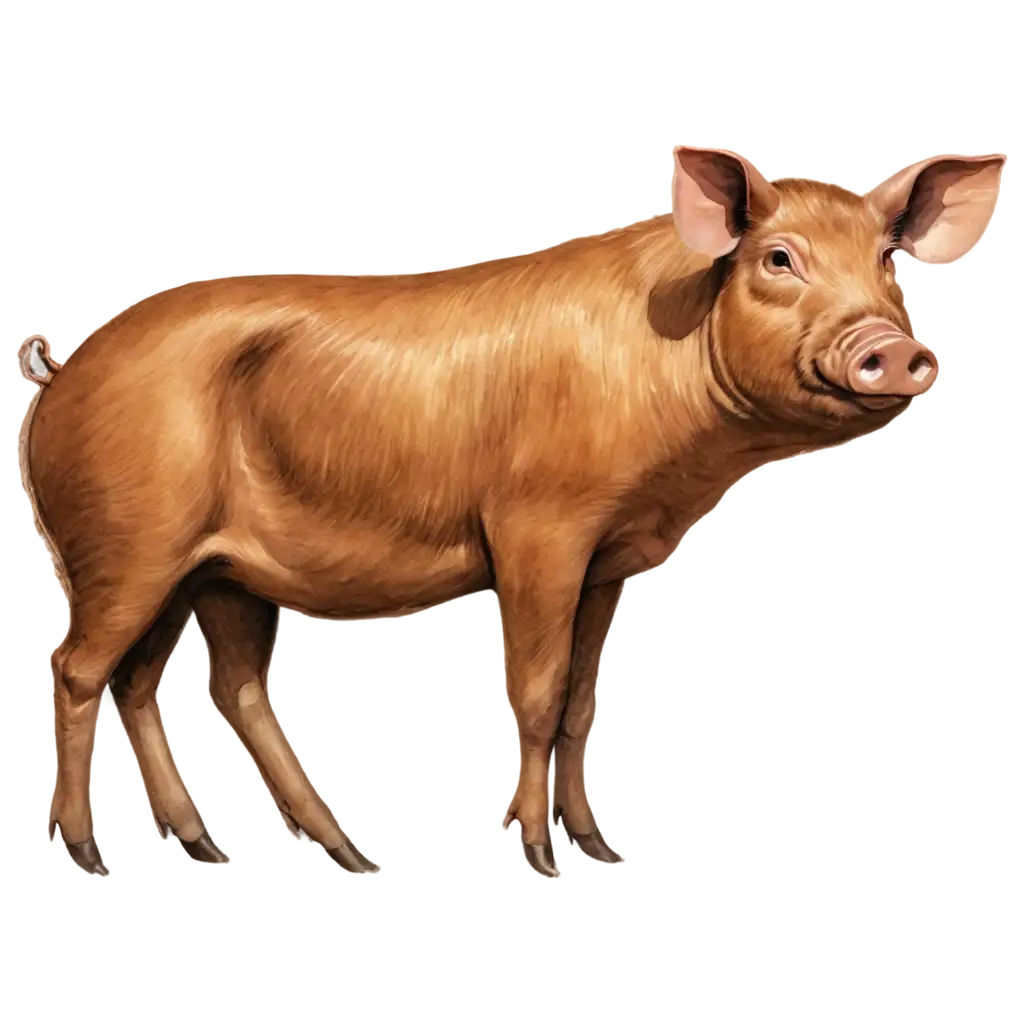 Brown-Pig-Watercolor-Drawing-PNG-HighQuality-Transparent-Image-for-Artistic-Projects