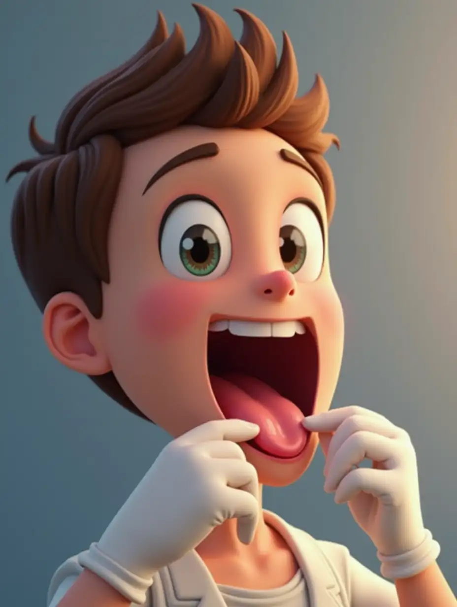 create an animated-realistic image of a person getting a new tongue