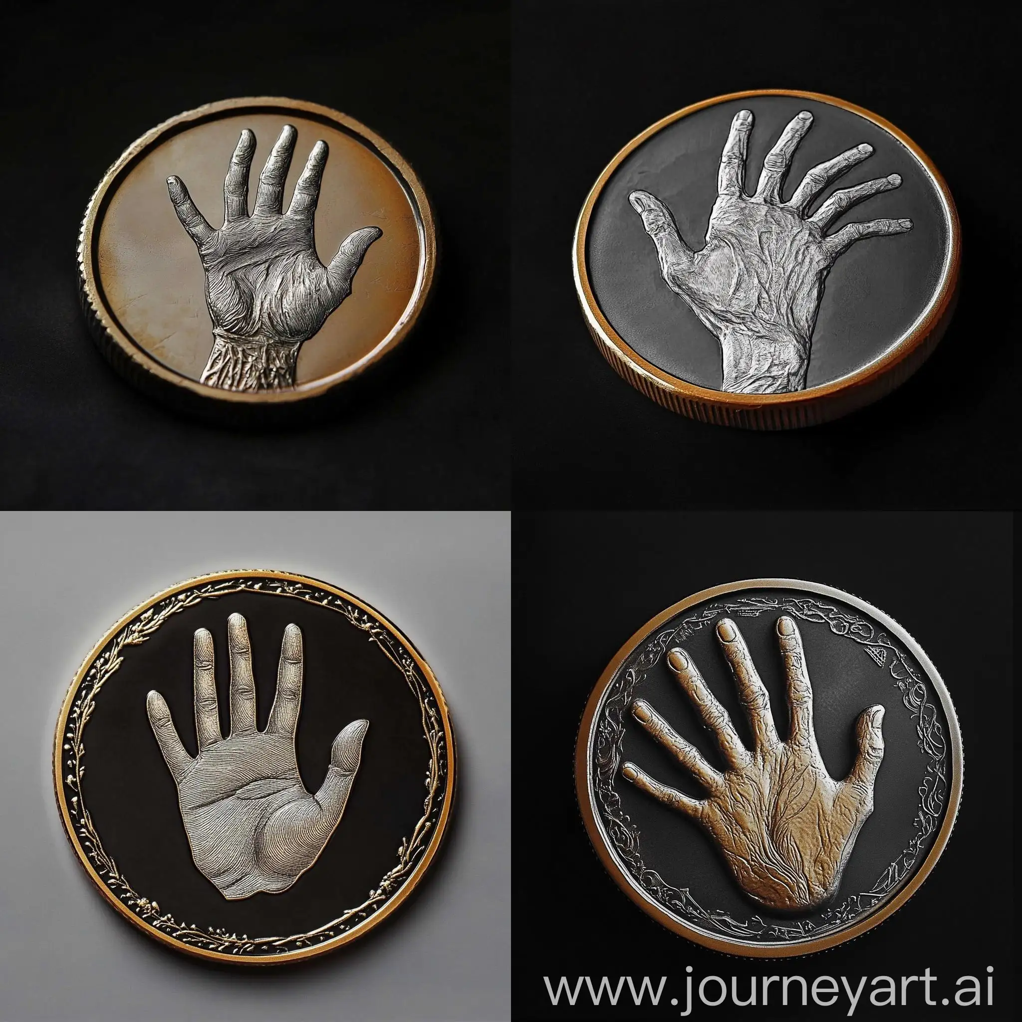 Hand-Engraved-on-Coin-Detailed-Artistic-Engraving-of-a-Hand-on-a-Circular-Coin