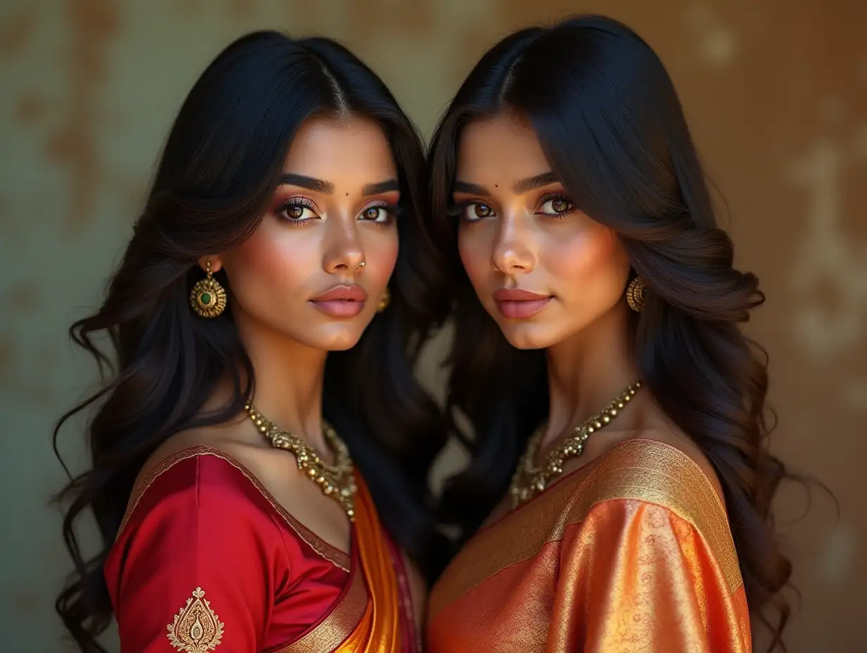 Two-Stunning-Girls-in-Saree-with-Best-Makeup-and-Ultra-Realistic-Details