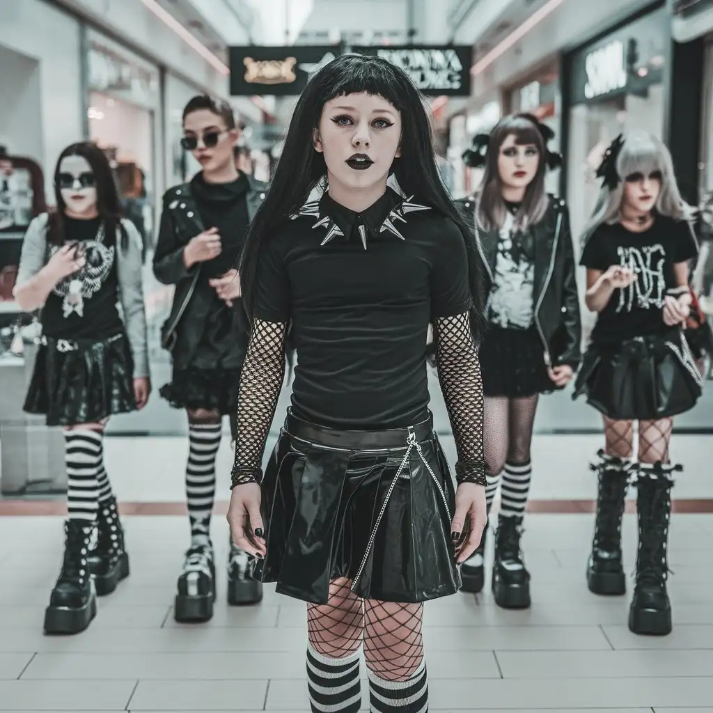 Gothic-Femboy-Makeover-12YearOld-at-Mall-with-New-Friends