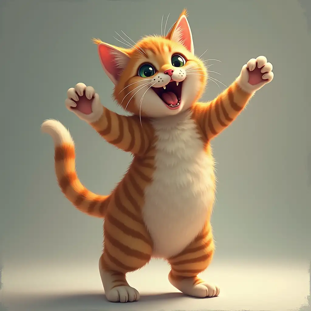 A cat, dancing.