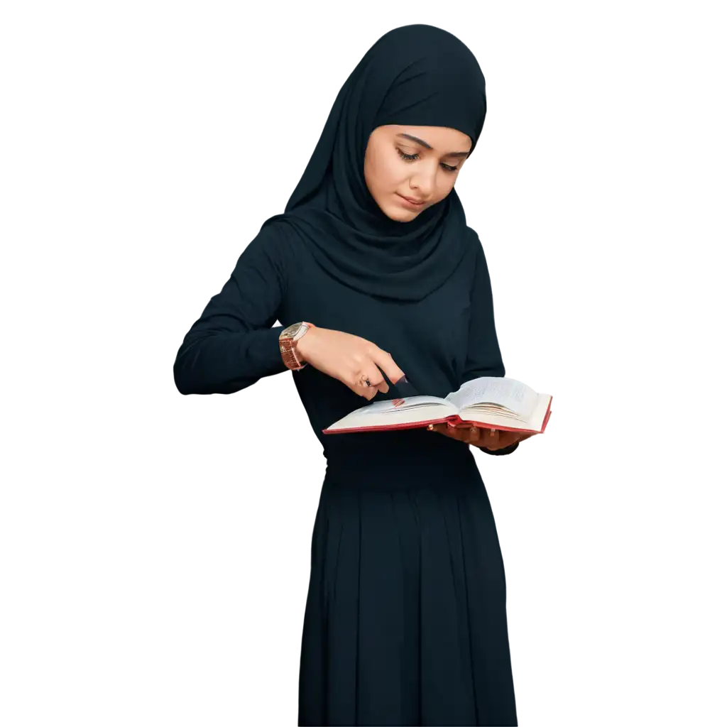 pretty Muslim girl reading al quran