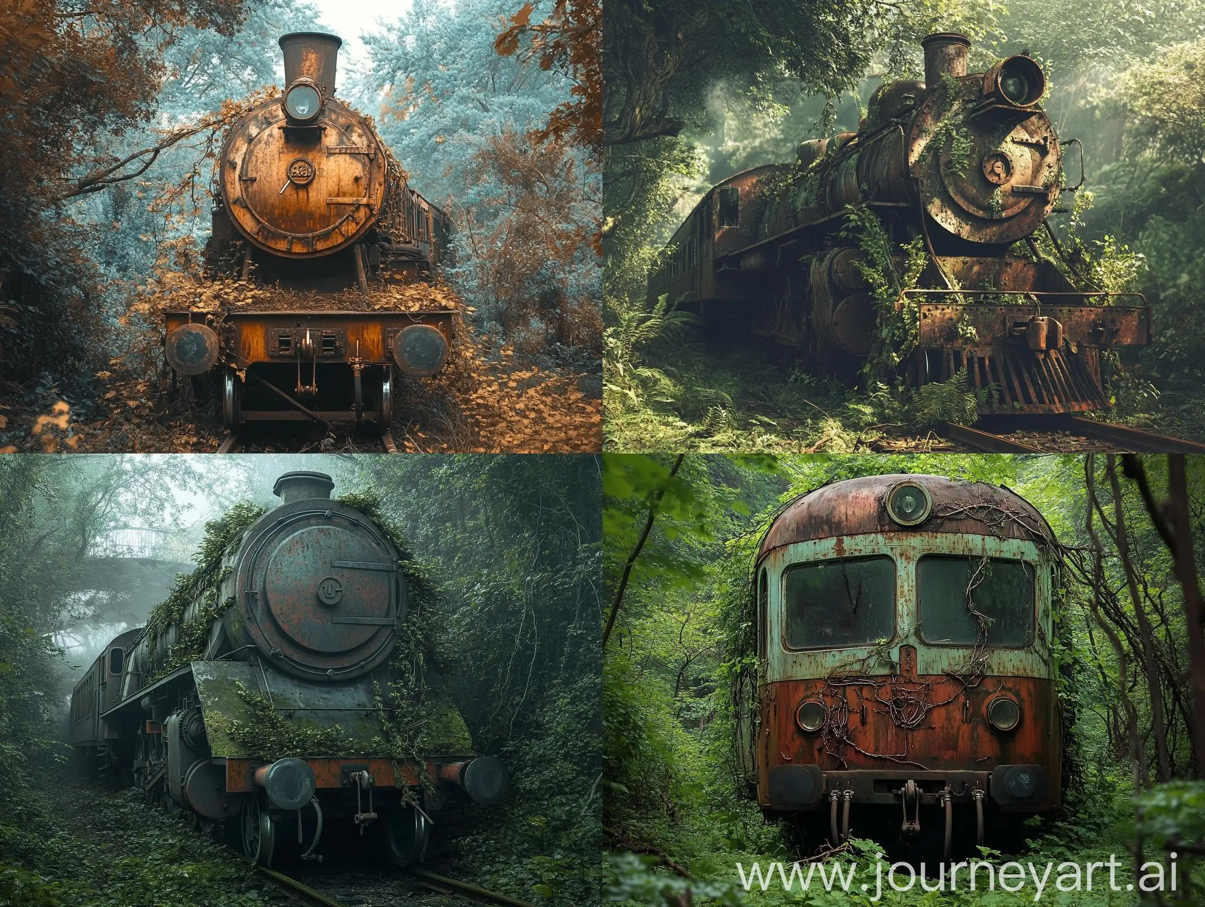 Ancient-Train-Overgrown-in-Forest-Wilderness