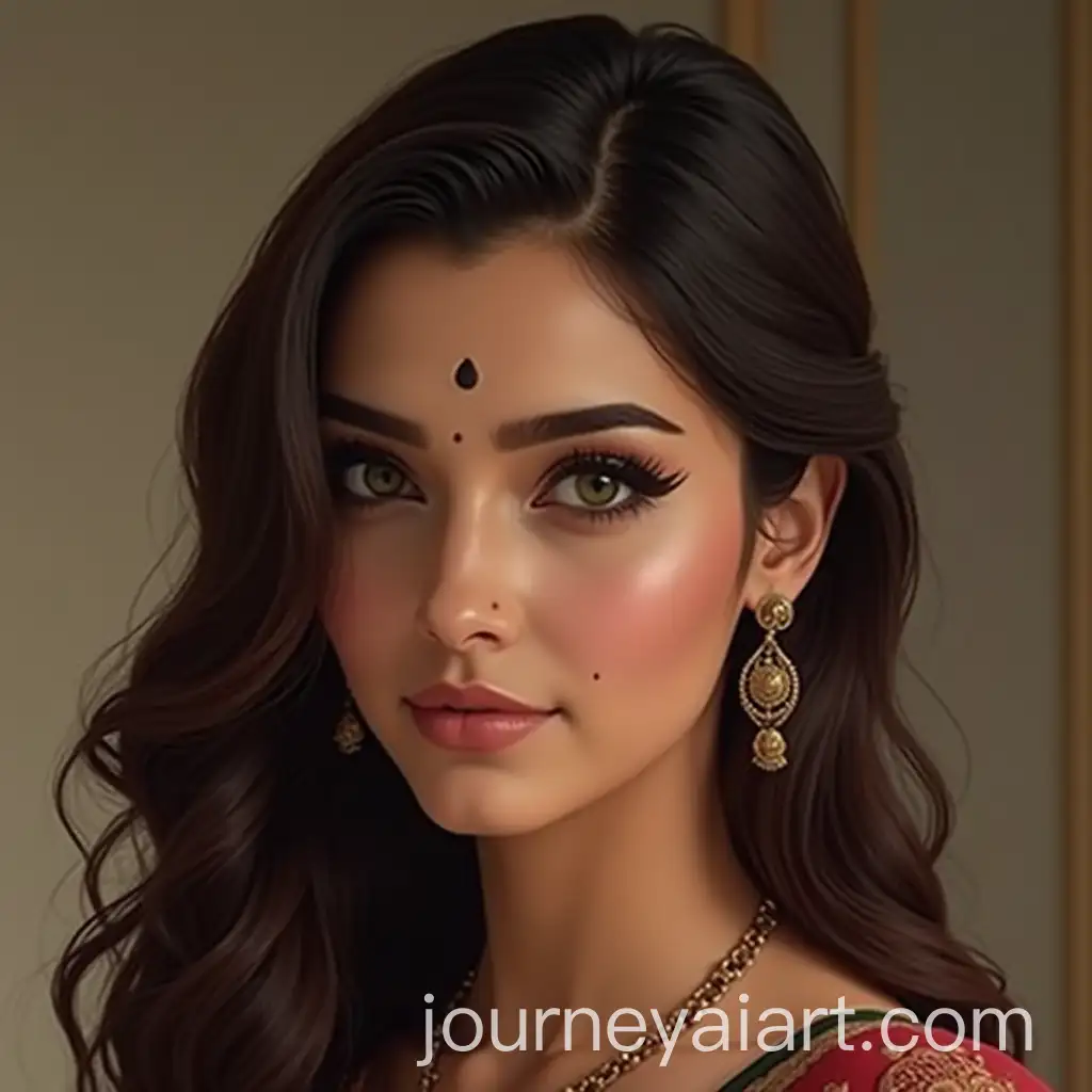 Portrait-of-Mahidevran-Sultan-with-Sharp-Facial-Features-and-Bright-Green-Eyes