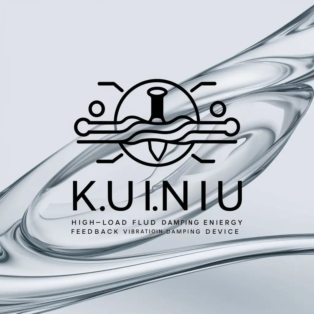 a logo design,with the text "Kuiniu — High-load Fluid Damping Energy Feedback Vibration Damping Device", main symbol:fluid damping vibration reducer,Moderate,be used in Technology industry,clear background