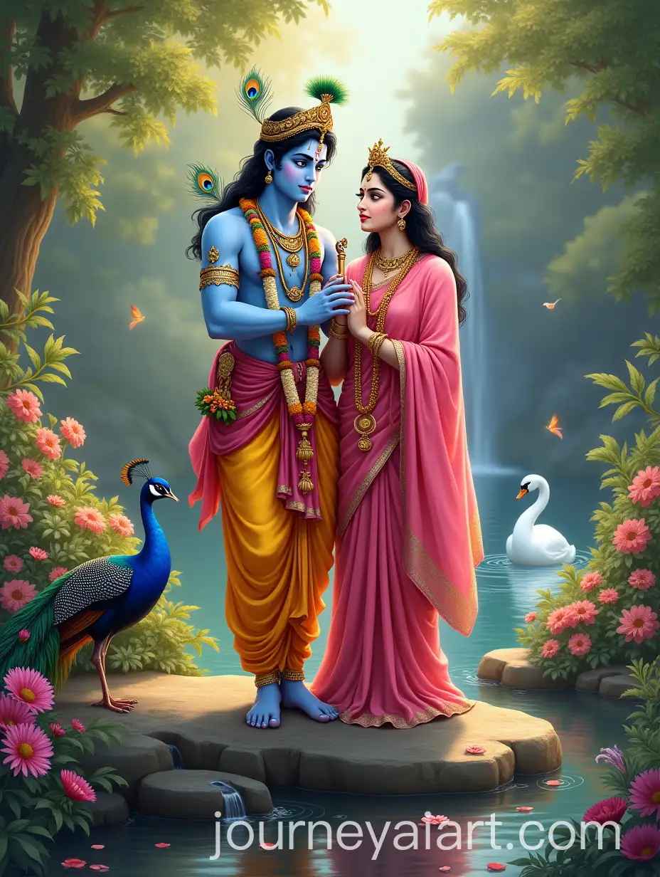 Krishna-and-Radha-in-a-Tranquil-Garden-with-Divine-Serenity-and-Harmony