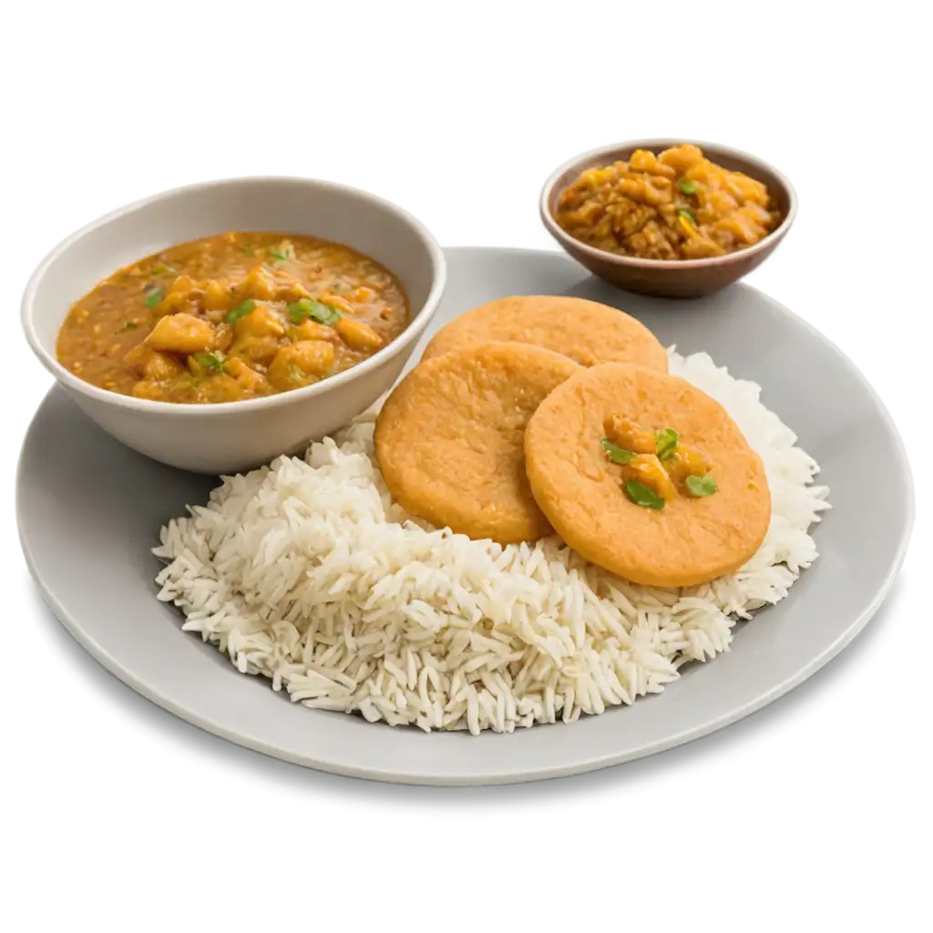 HighQuality-PNG-Image-of-a-Plate-of-Rasma-Rice-with-Potato-Puri-for-Culinary-and-Cultural-Visuals