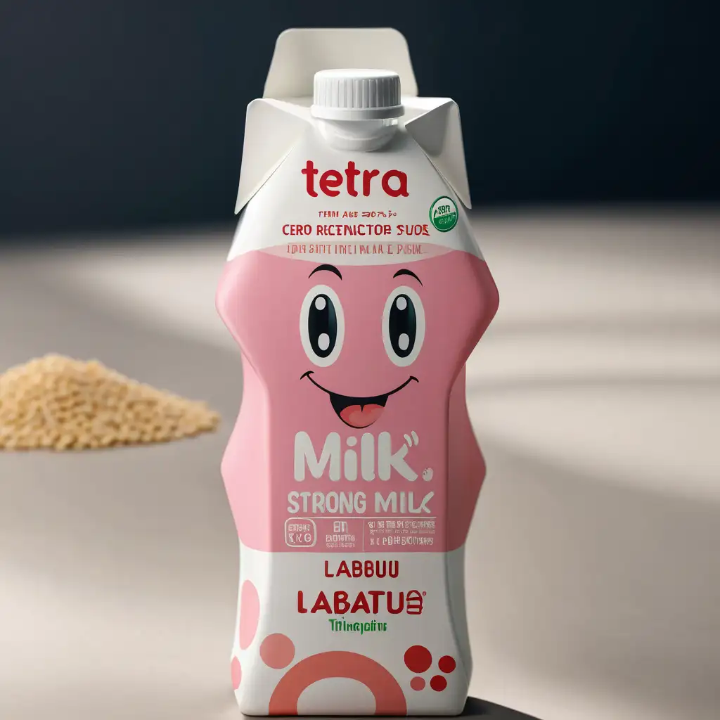 Tetra Recart Packaging Design Featuring Labubu Character for ImmunityBoosting Flavored Milk