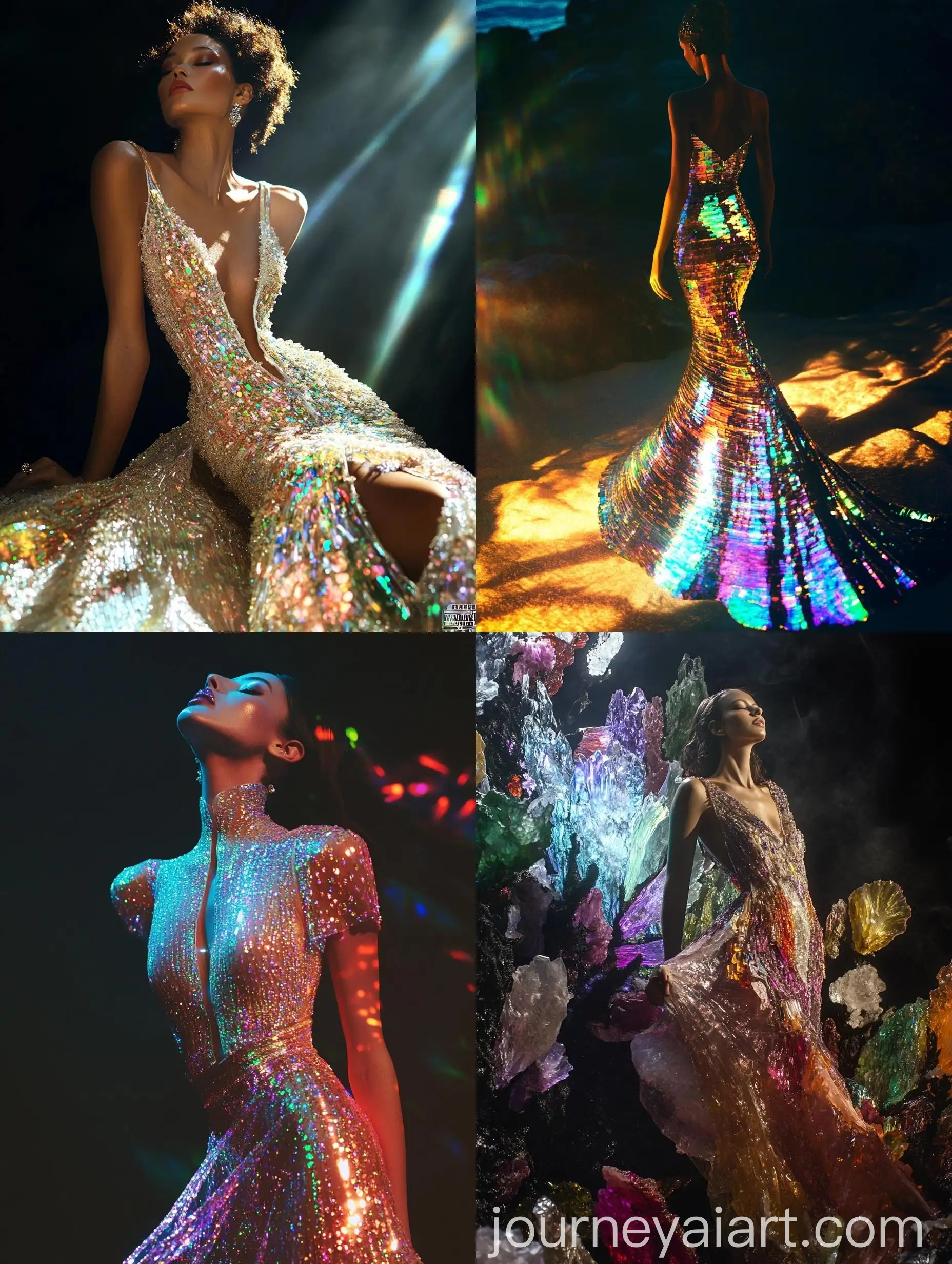 Fashion-Poster-Featuring-Model-in-Slim-Dress-Adorned-with-Colored-Gemstones