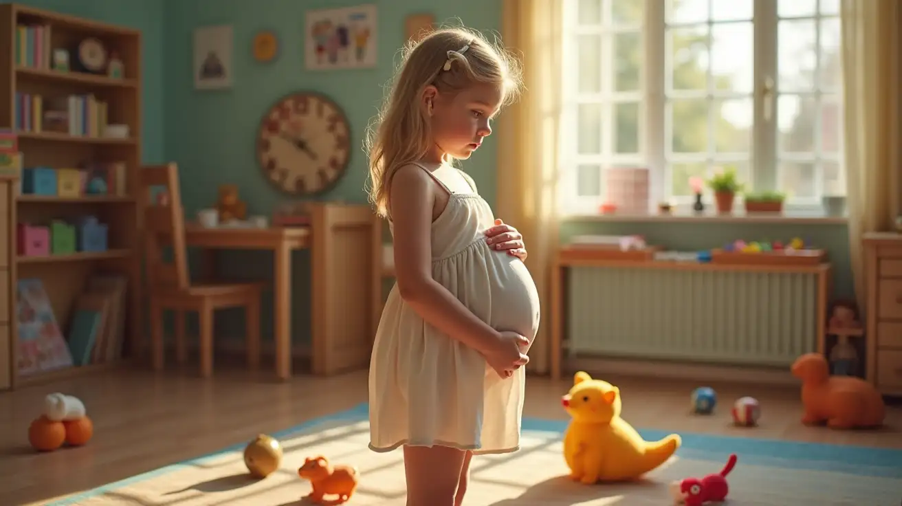 Pregnant-Middle-School-Girl-Holding-Belly-Surrounded-by-Toys