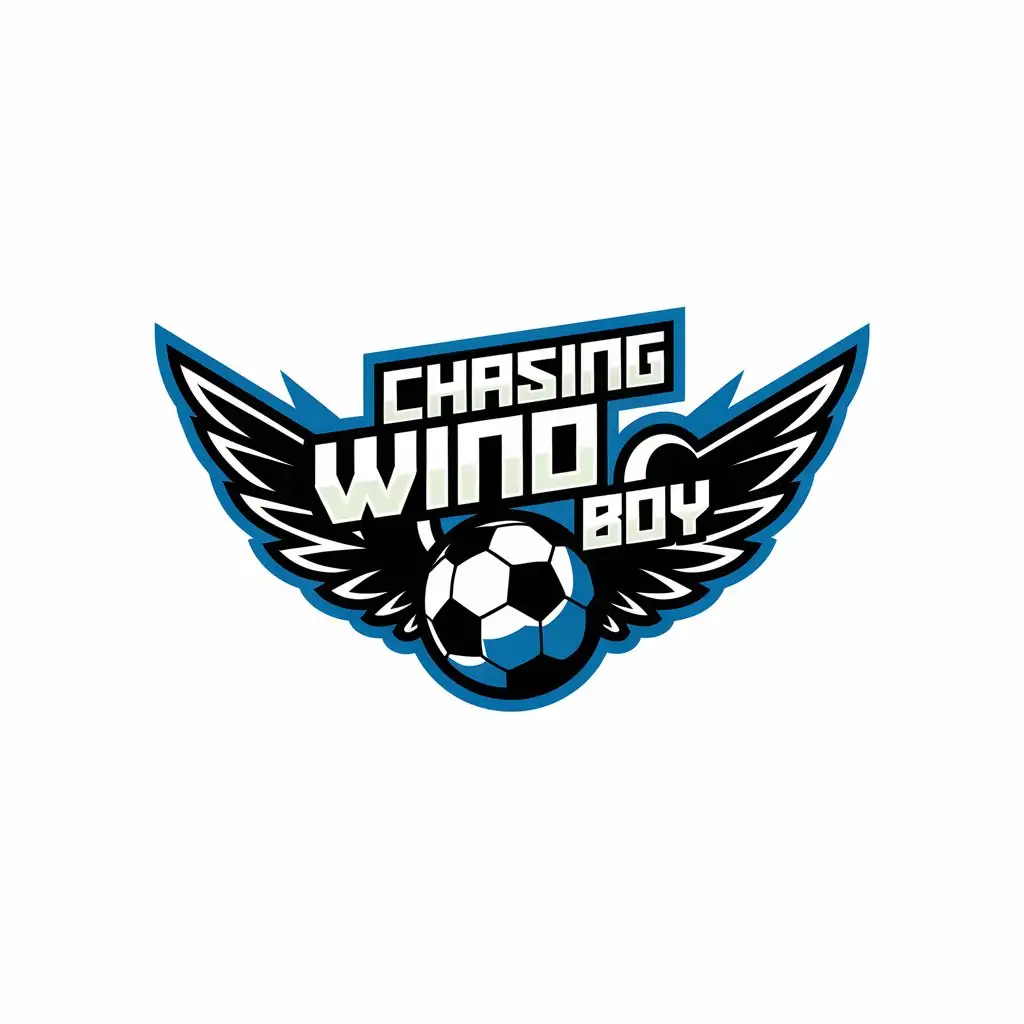 a vector logo design,with the text "Chasing wind boy", main symbol:soccer,Moderate,clear background