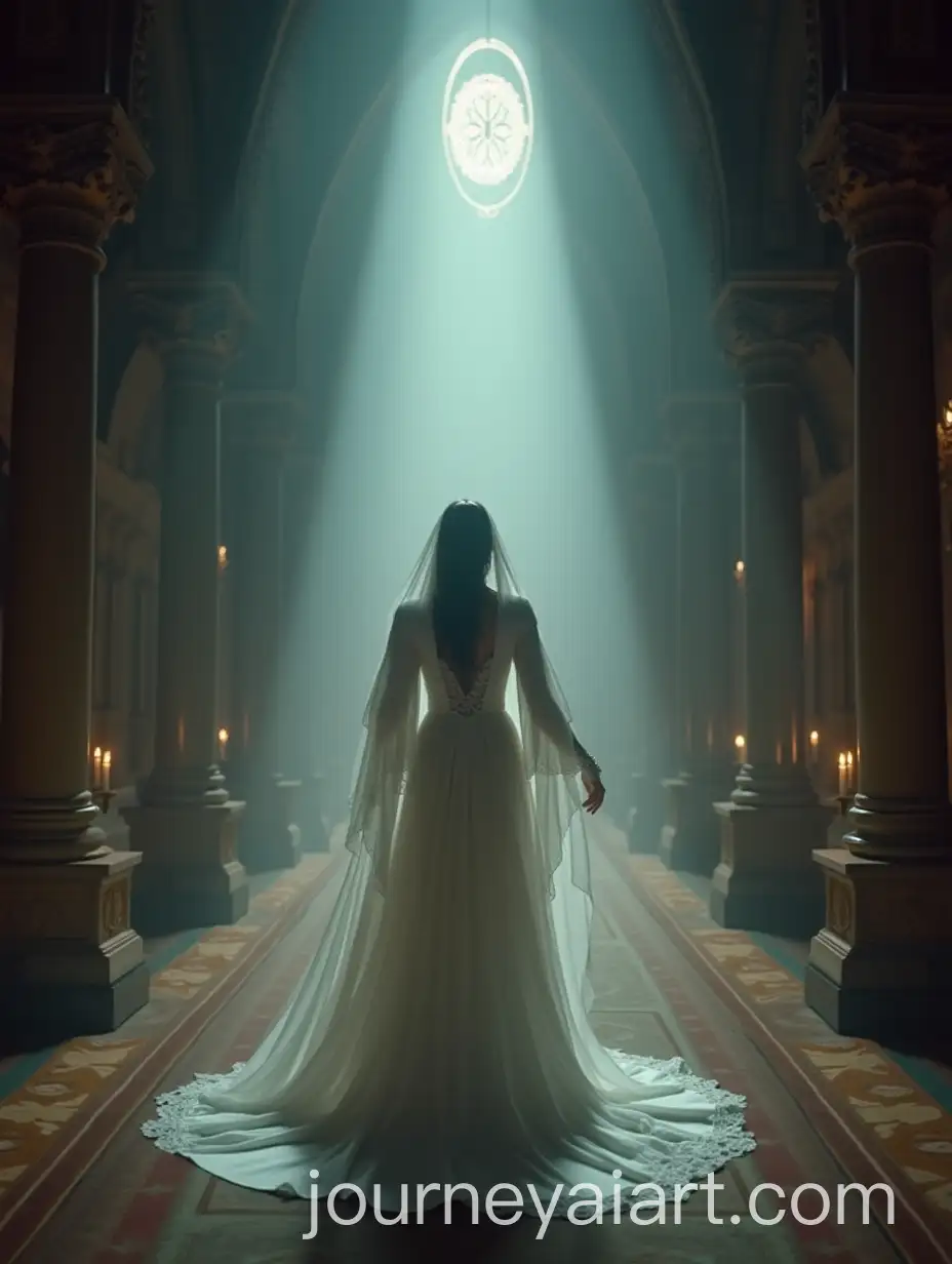 Ethereal-Reaper-in-White-Wedding-Dress-Floating-in-Palace-Halls