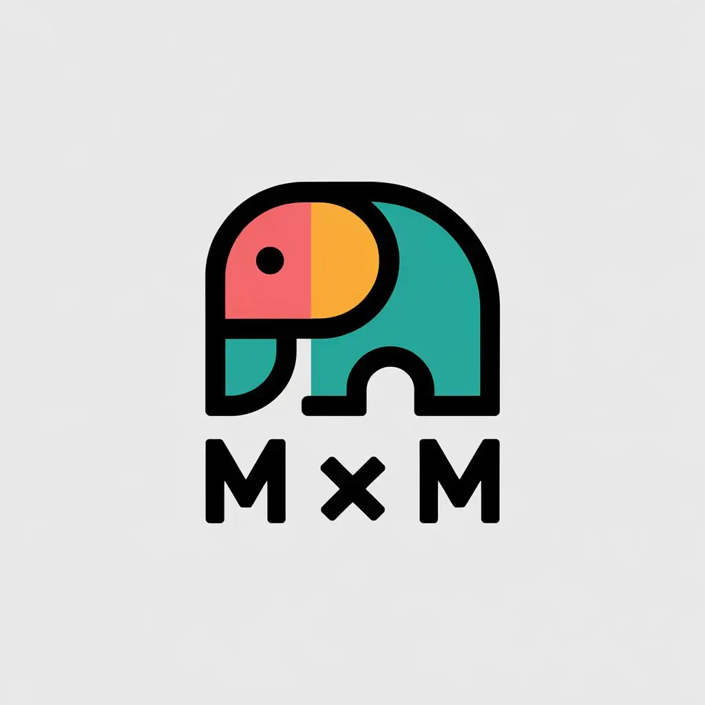 LOGO Design for M Colorful Abstract Elephant in Morandi Palette for Womens Food Industry