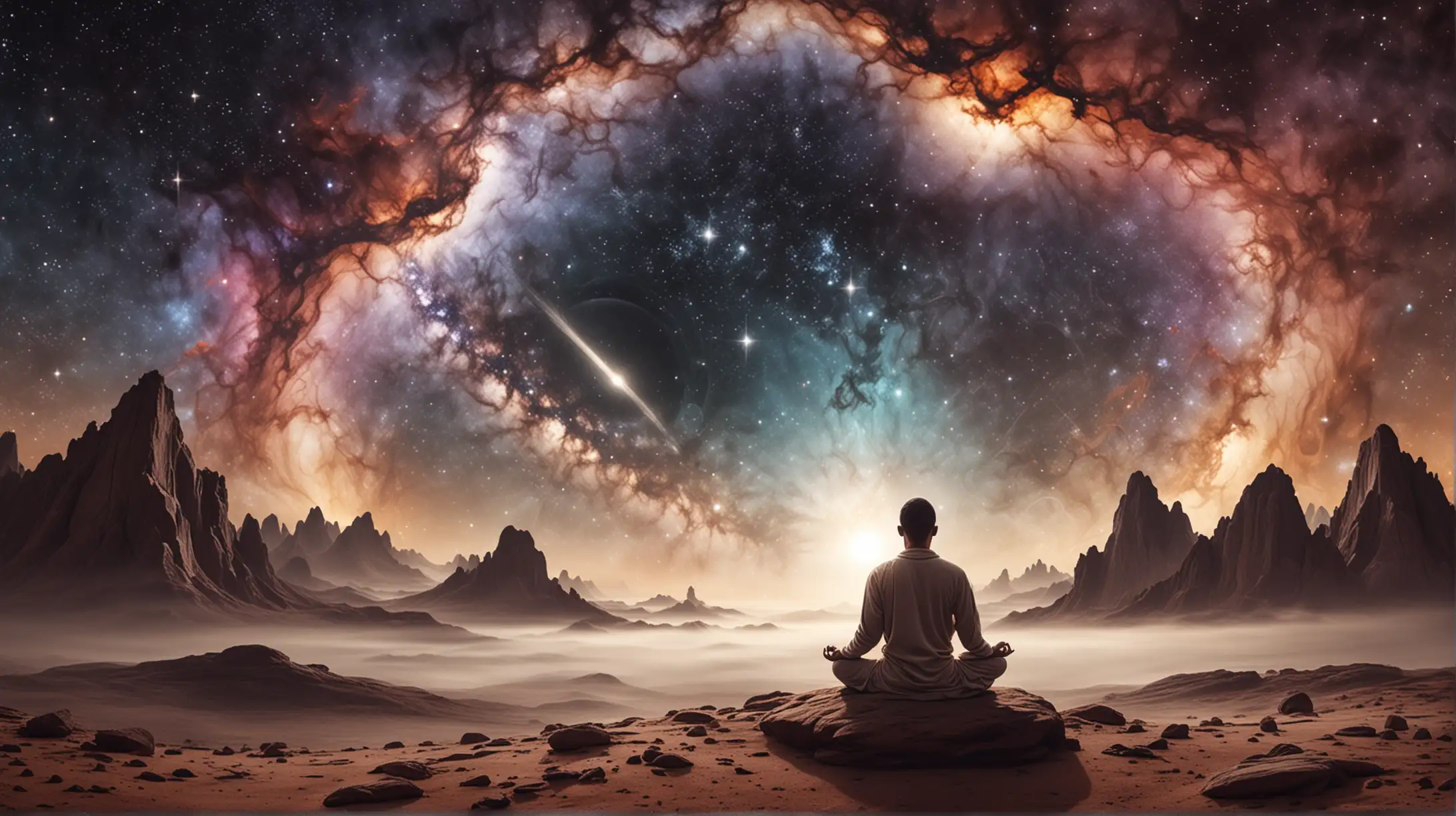 Abstract Meditation Scene with Galaxy Background