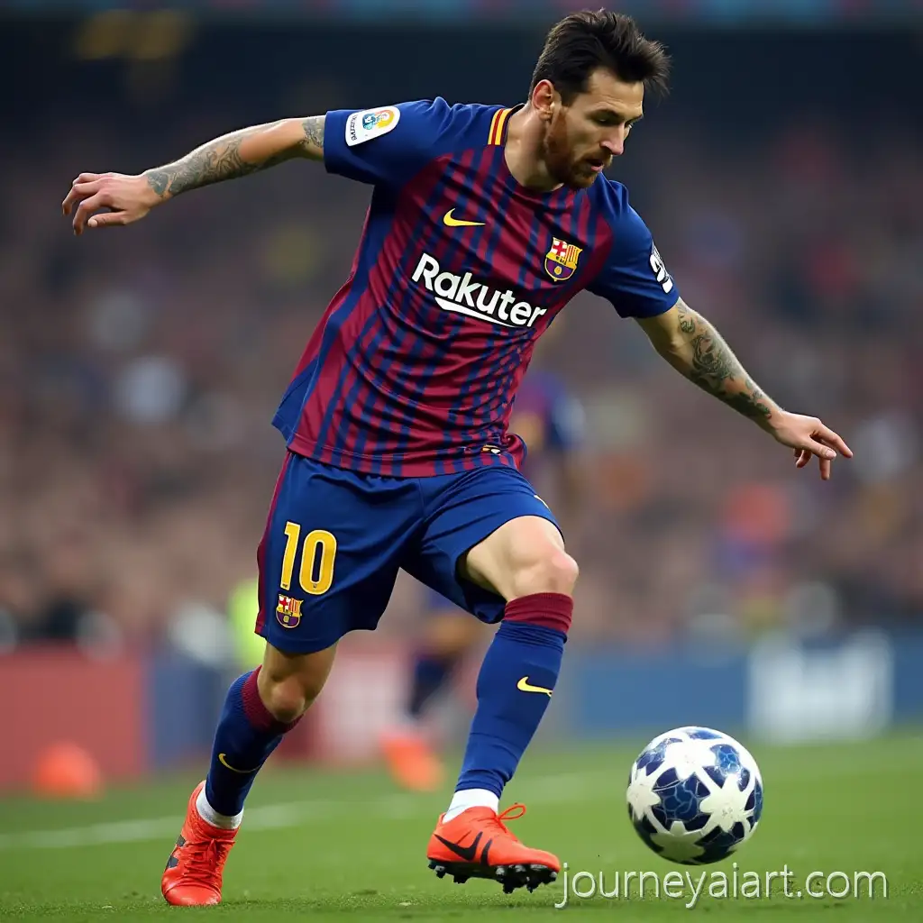 Lionel-Messi-Playing-Soccer-on-a-Stadium-Field