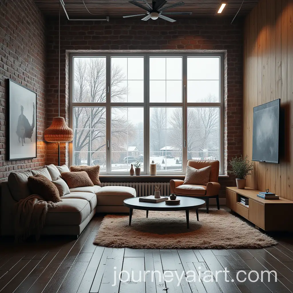 Realistic-Winter-Scene-of-a-Loft-Room-with-a-Couch-on-a-City-Street