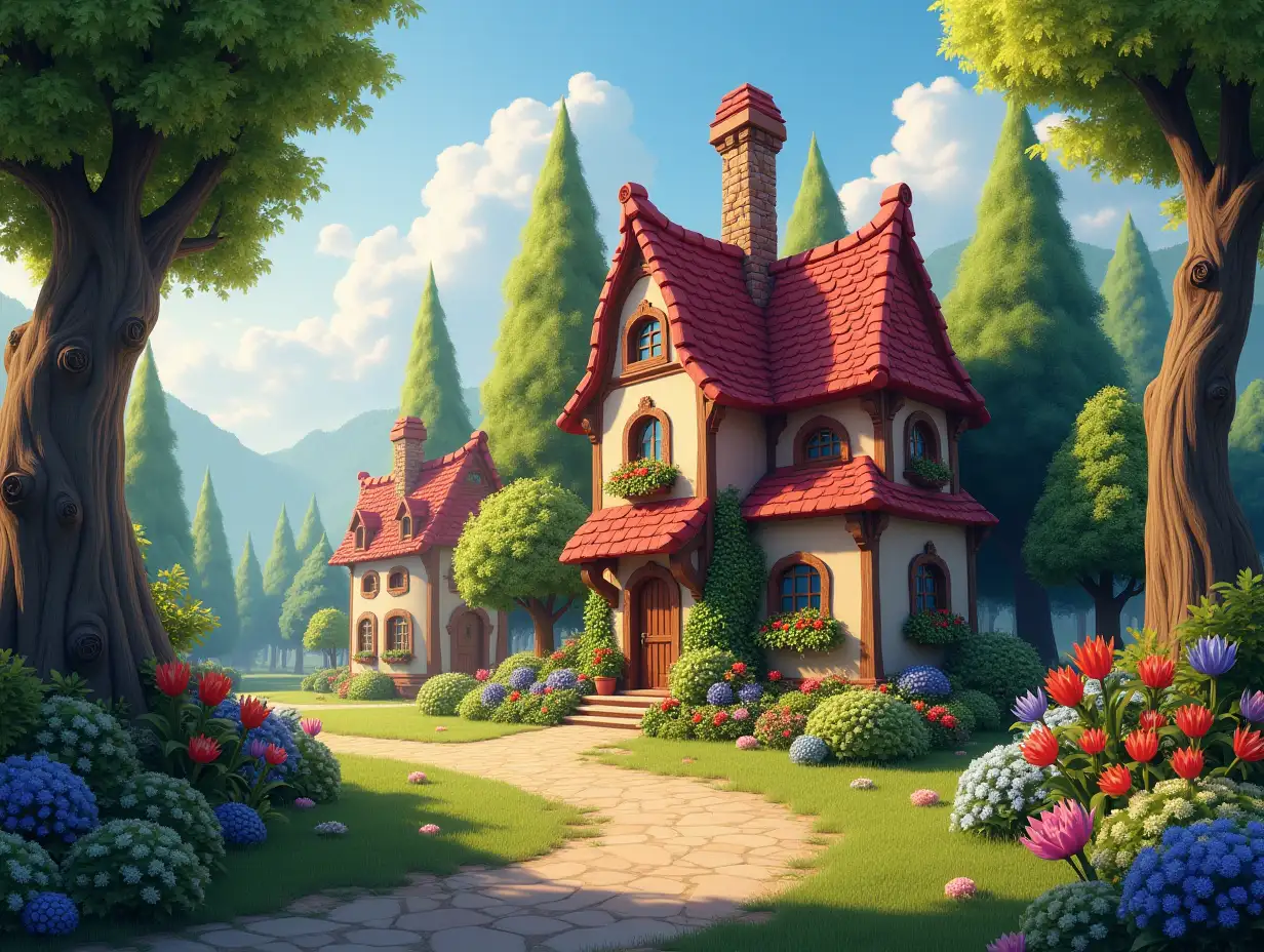 Cozy fairy tale town in a fantasy style | Premium AI image