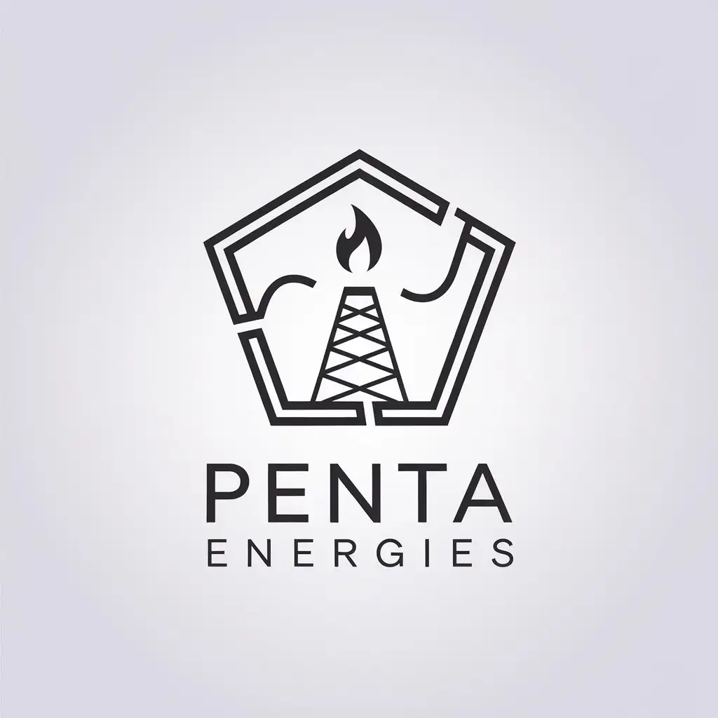 LOGO Design for Penta Energies Minimalistic Pentagon with Oil Production Theme and Clear Background