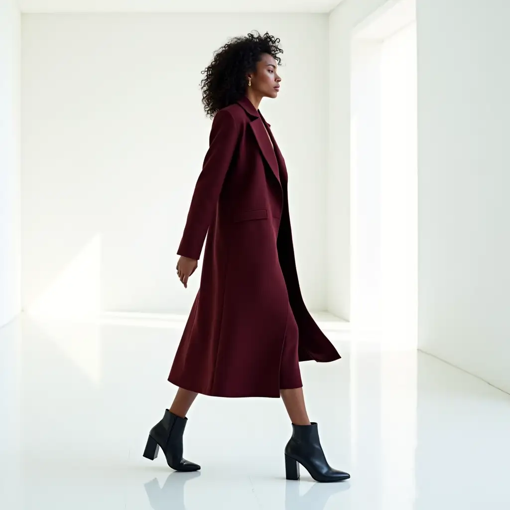 European-Indian-Female-Model-in-Bold-Deep-Maroon-Overcoat-with-Chic-Ankle-Boots