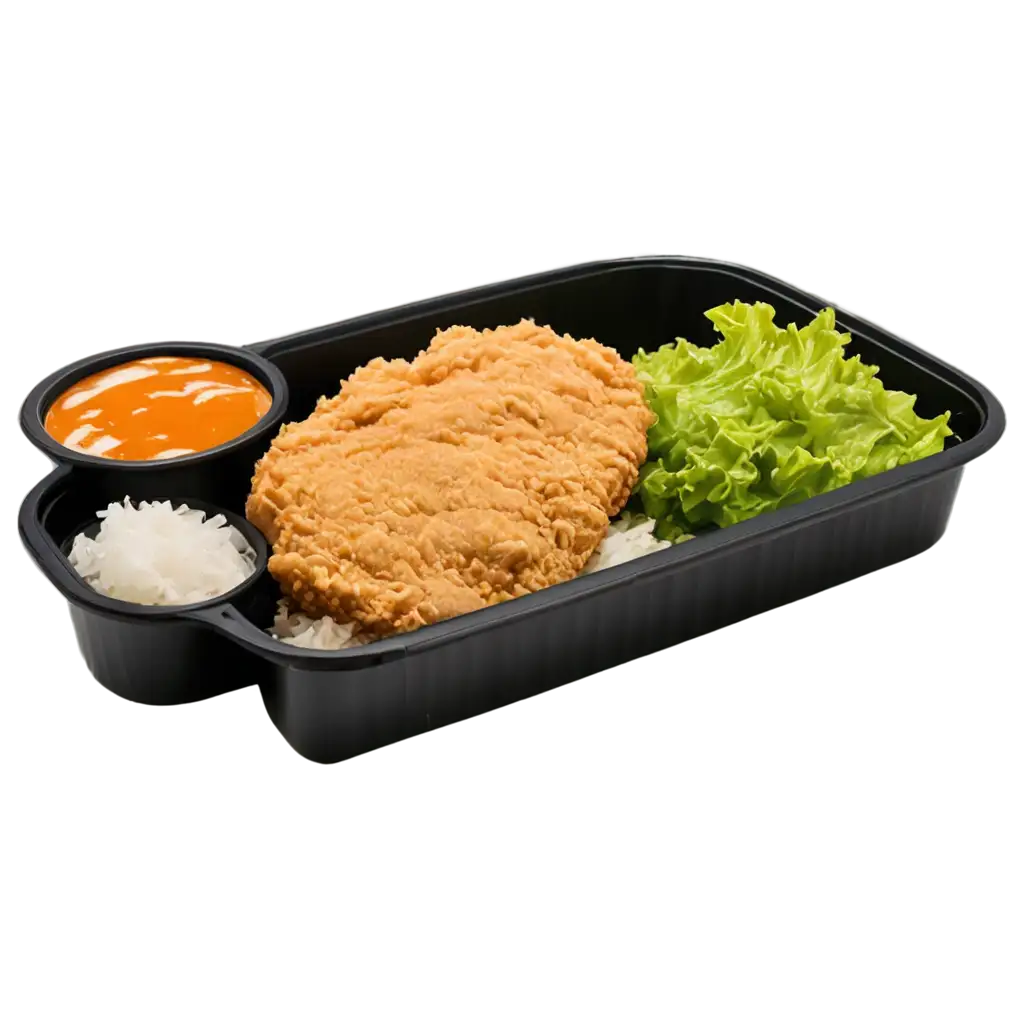 Delicious-Chicken-Katsu-with-Rice-and-Curly-Lettuce-PNG-Image