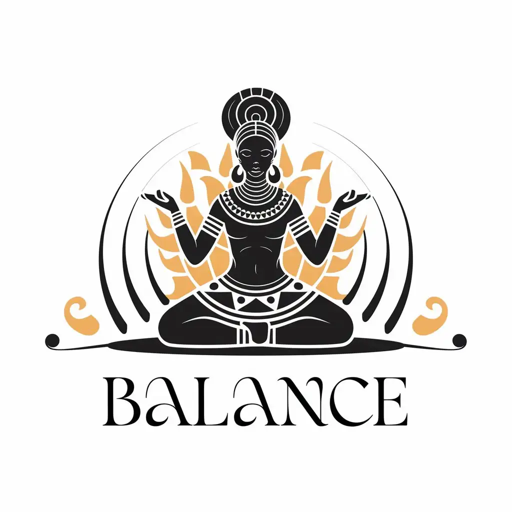 LOGO Design for Balance African Goddess Balancing with Yoga for Religious Industry