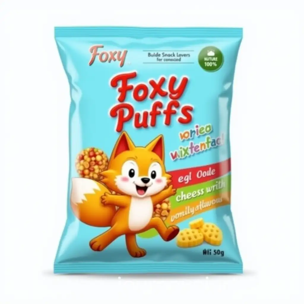 Playful-Light-BlueAI-Image-Prompt-Expansion-Fox-Mascot-Snack-Packaging-with-Bold-Design-and-Flavor-Labels