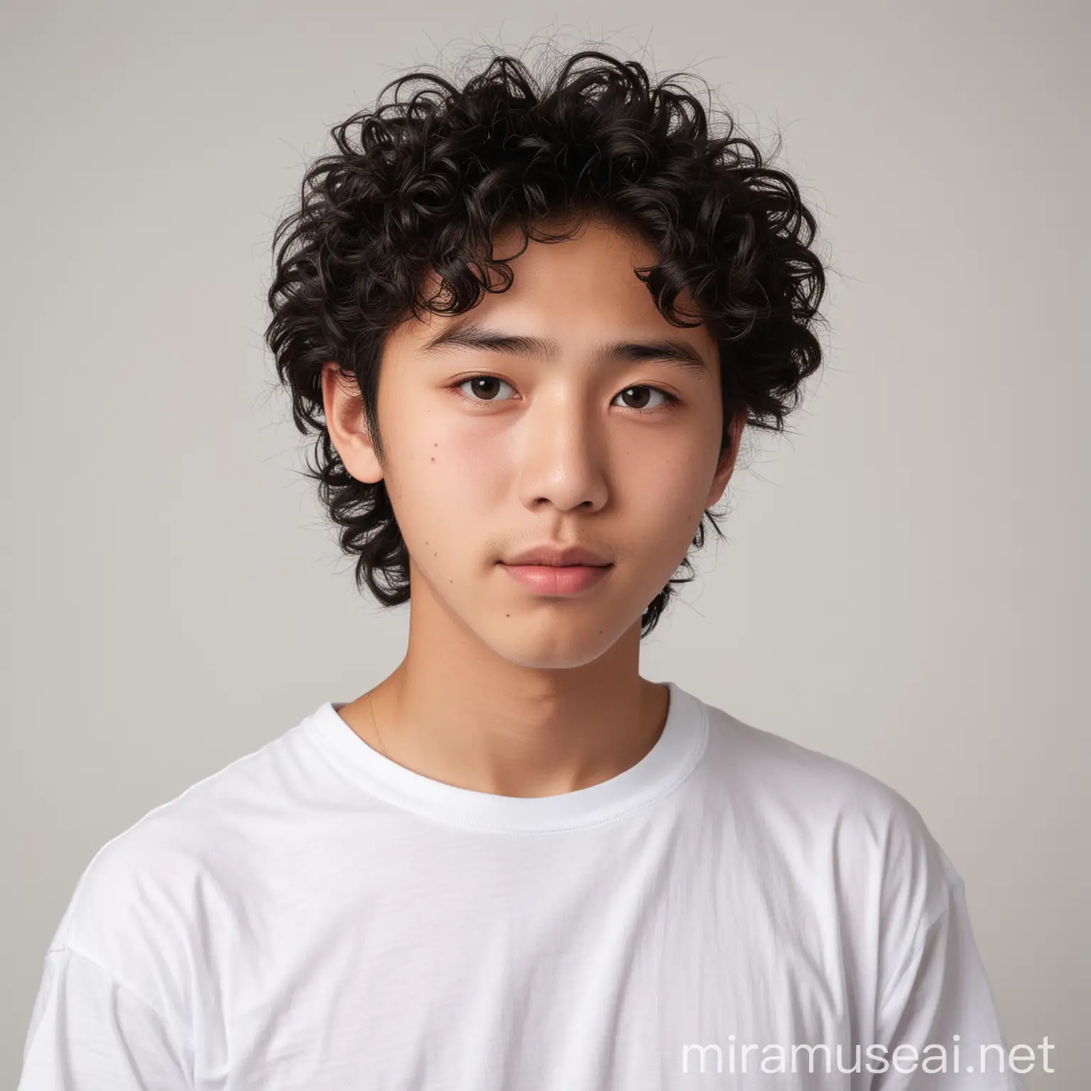 Young Japanese Man in Casual White TShirt Portrait