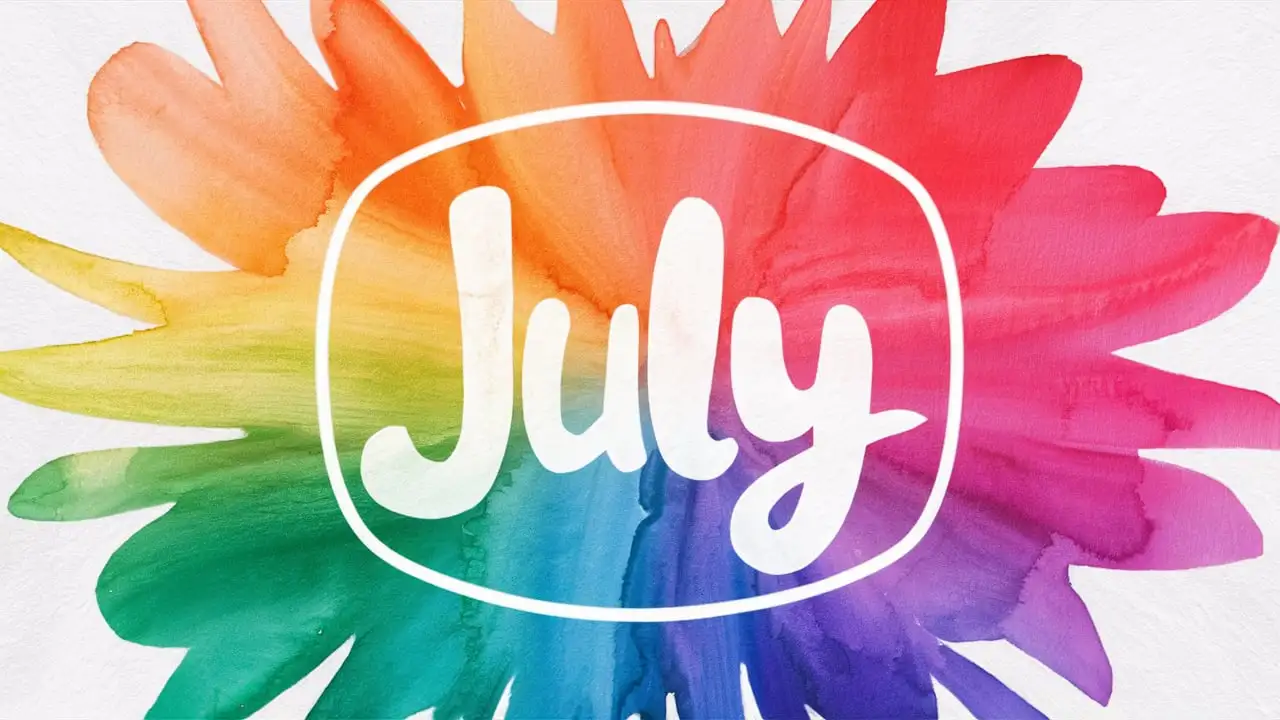 Colorful Watercolor Gradient Icon for July