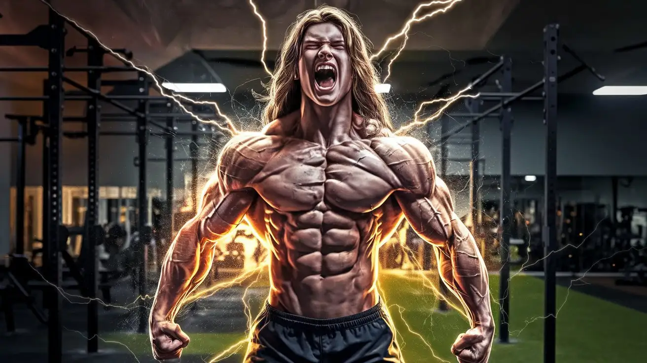 Teen-Hero-Transforming-into-a-God-in-a-Gym-at-Night