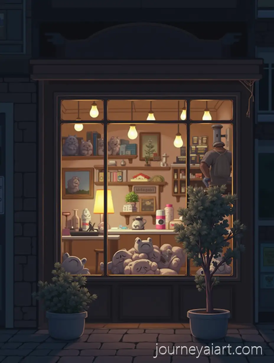 Charming-Anime-Night-SceneCharming-anime-night-scene-with-Cozy-Shop-Under-Lamp-Light